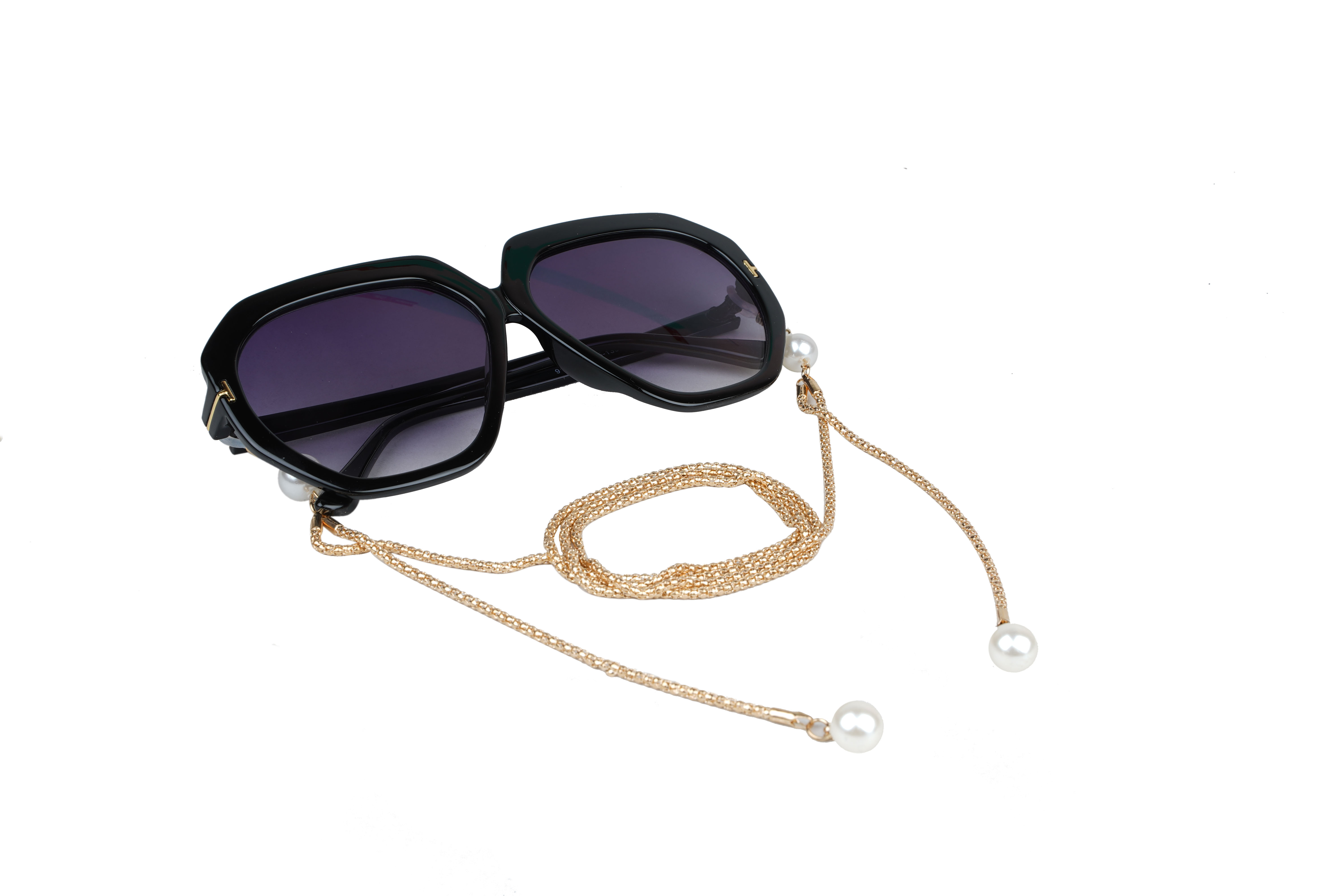 Soigné Female Medium Rimless Cat Eye Spectacle Frame. with Golden ChainRed with