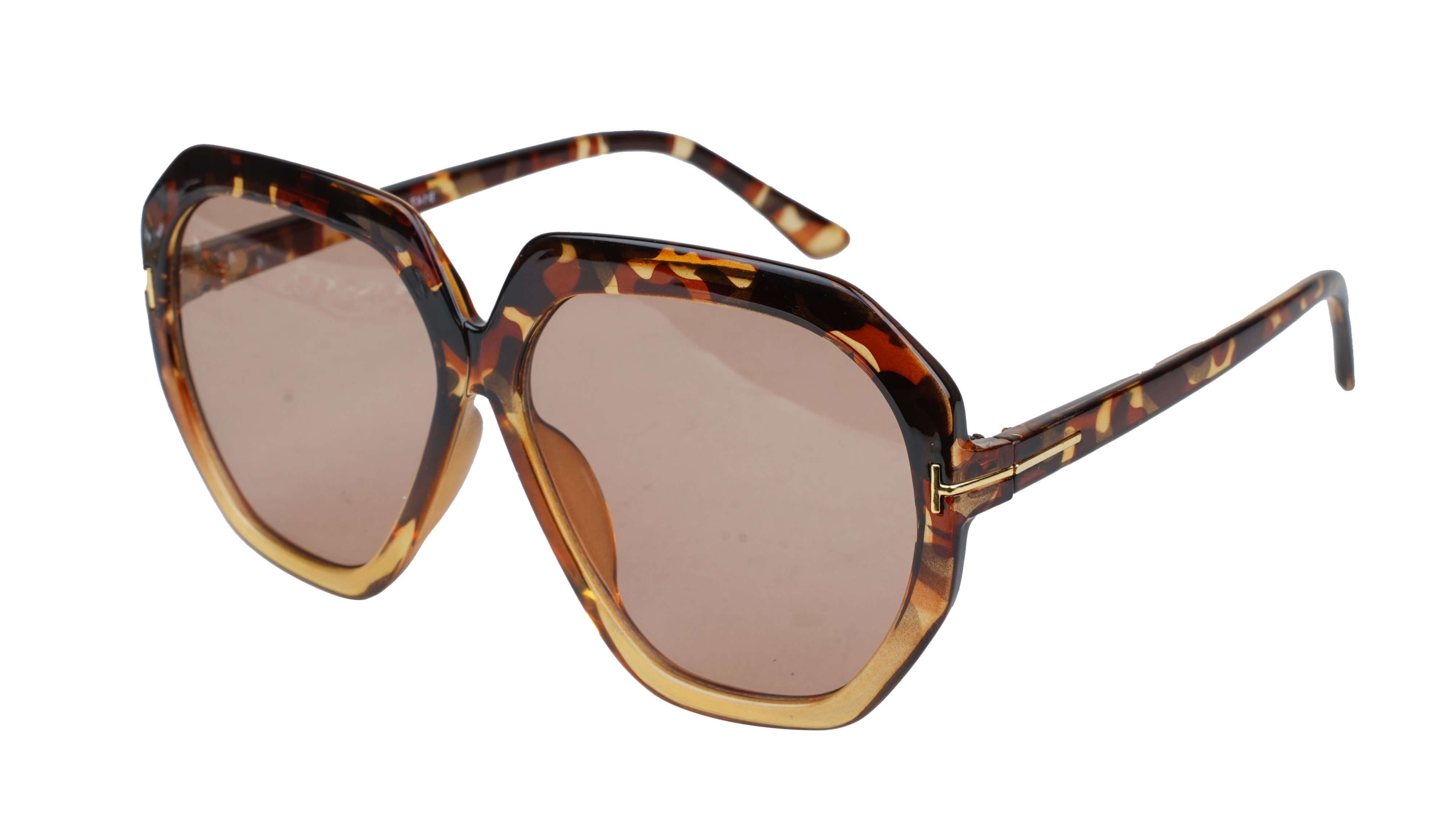 Female Oversized Sunglasses. Tortoise Print & Brown Frame.