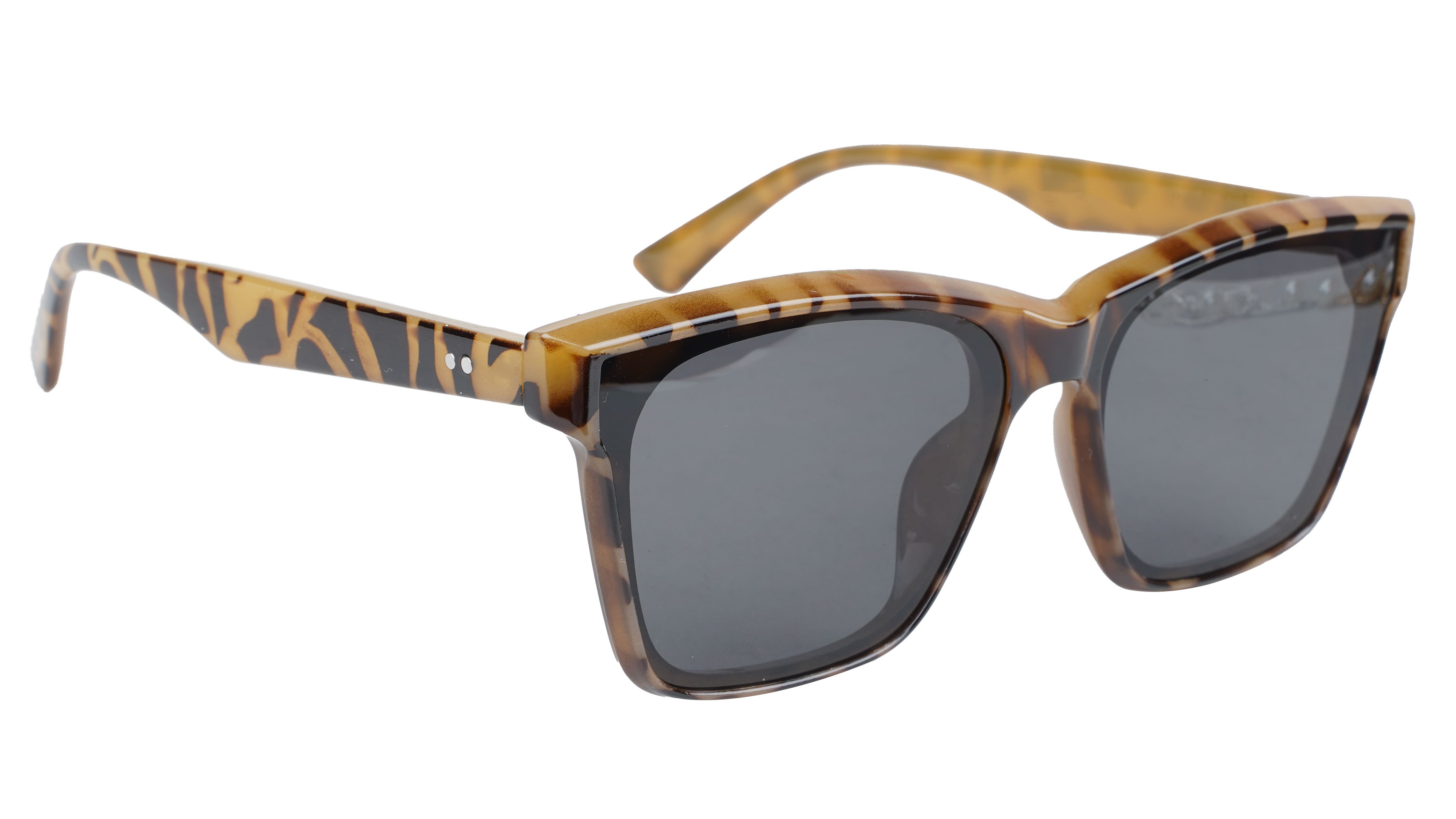 Unisex Medium Square Sunglass. Leopard Print & Brown Frame.