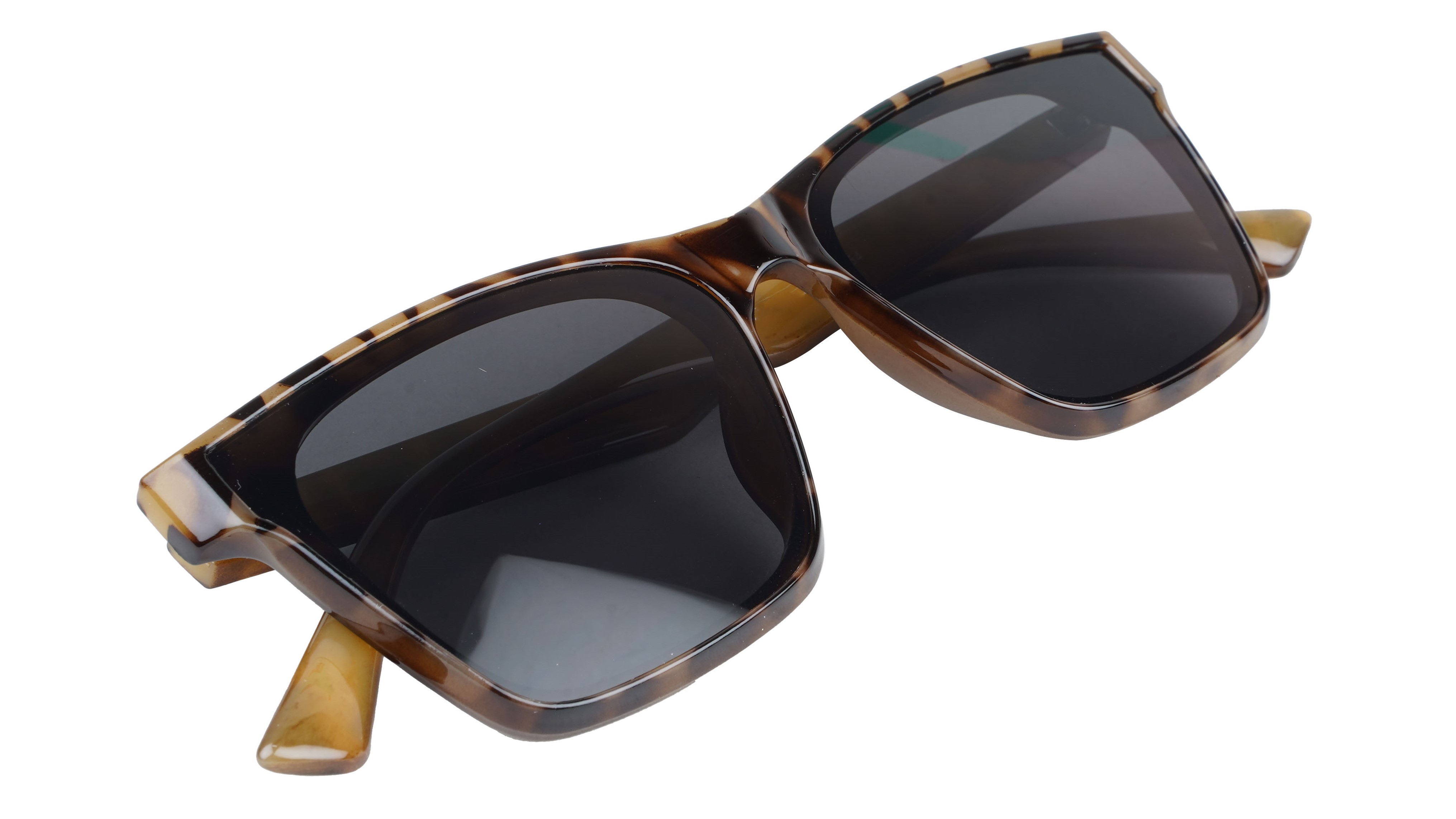 Unisex Medium Square Sunglass. Leopard Print & Brown Frame.