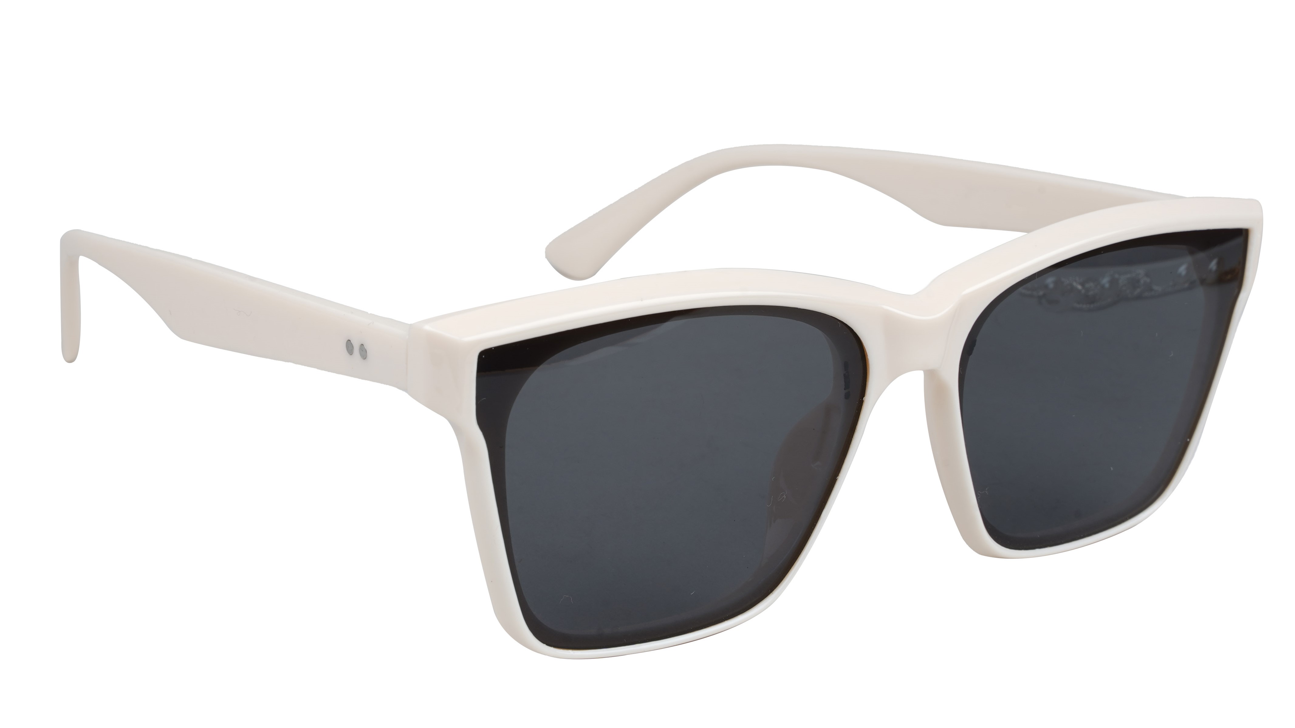 Female Medium Square Sunglass. Cream Color Frame.
