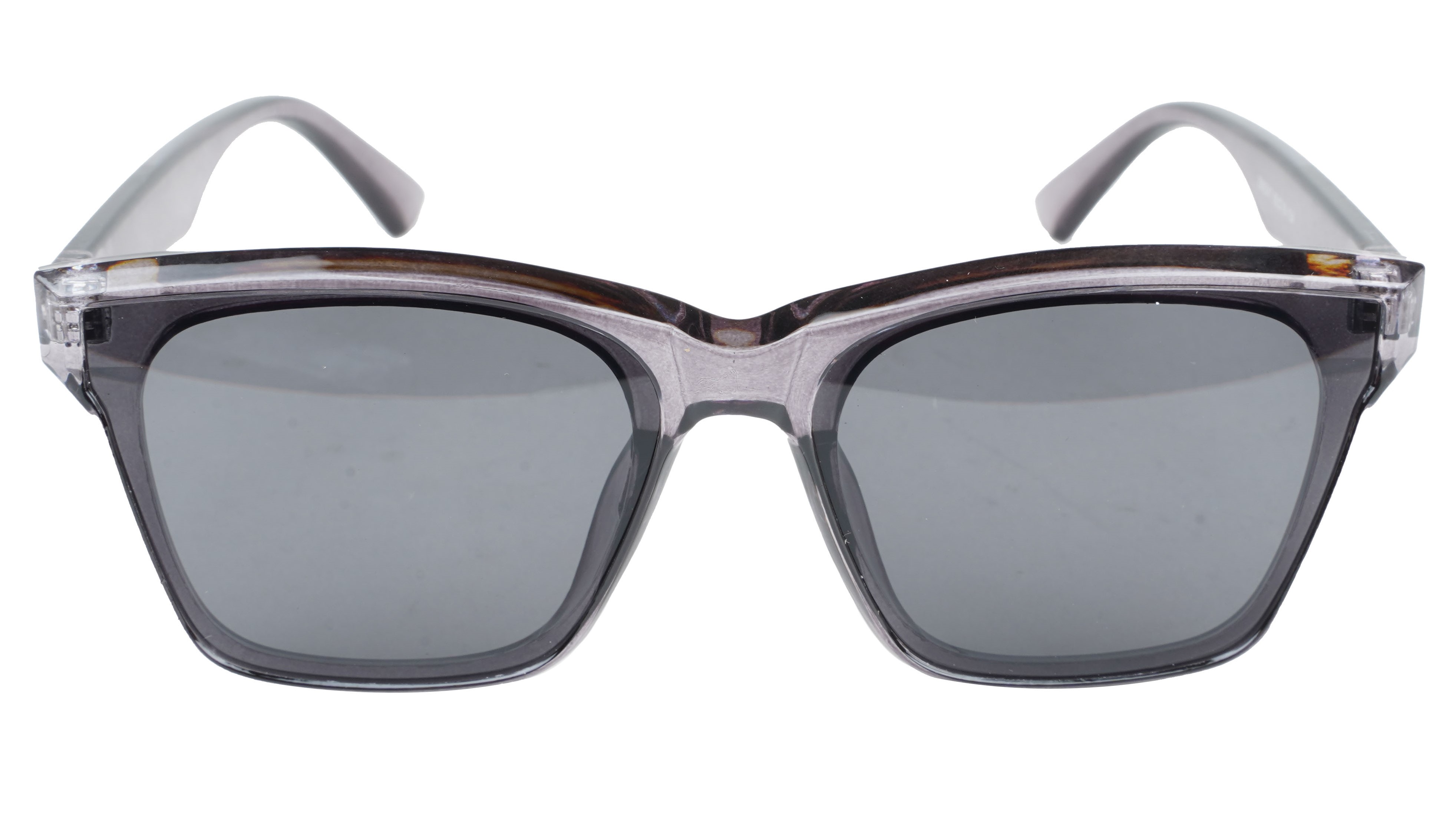 Unisex Medium Square Sunglasses. See Through Grey Frame.