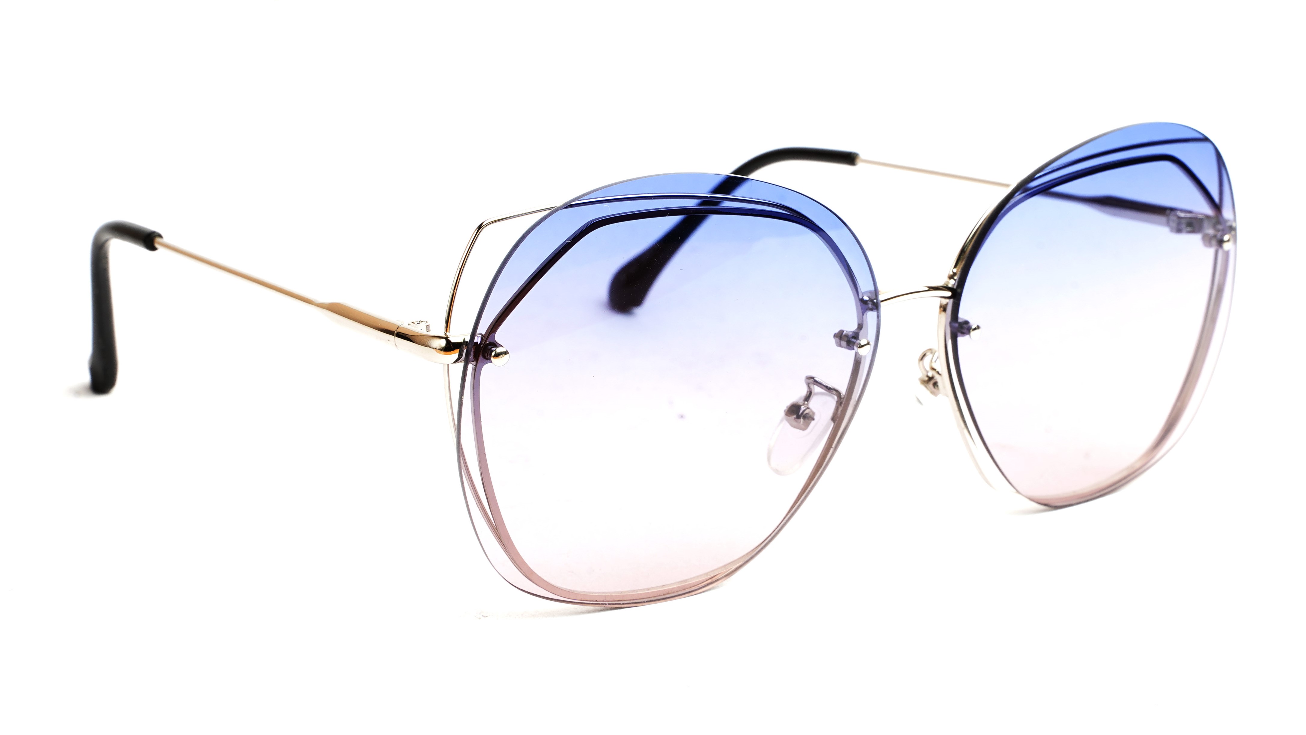 Female Oversized Sunglasses. See Through Light Blue Lens