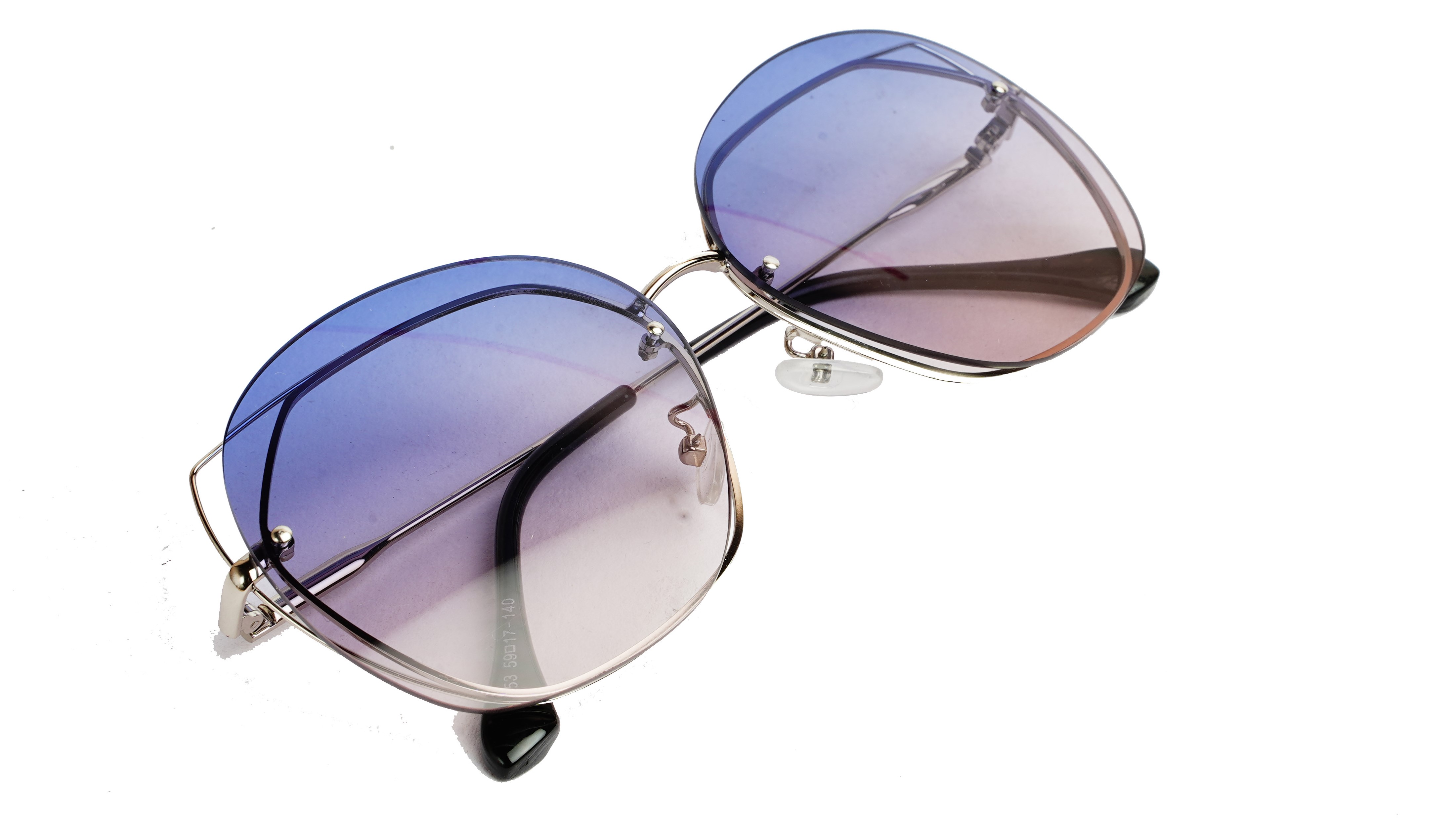 Female Oversized Sunglasses. See Through Light Blue Lens