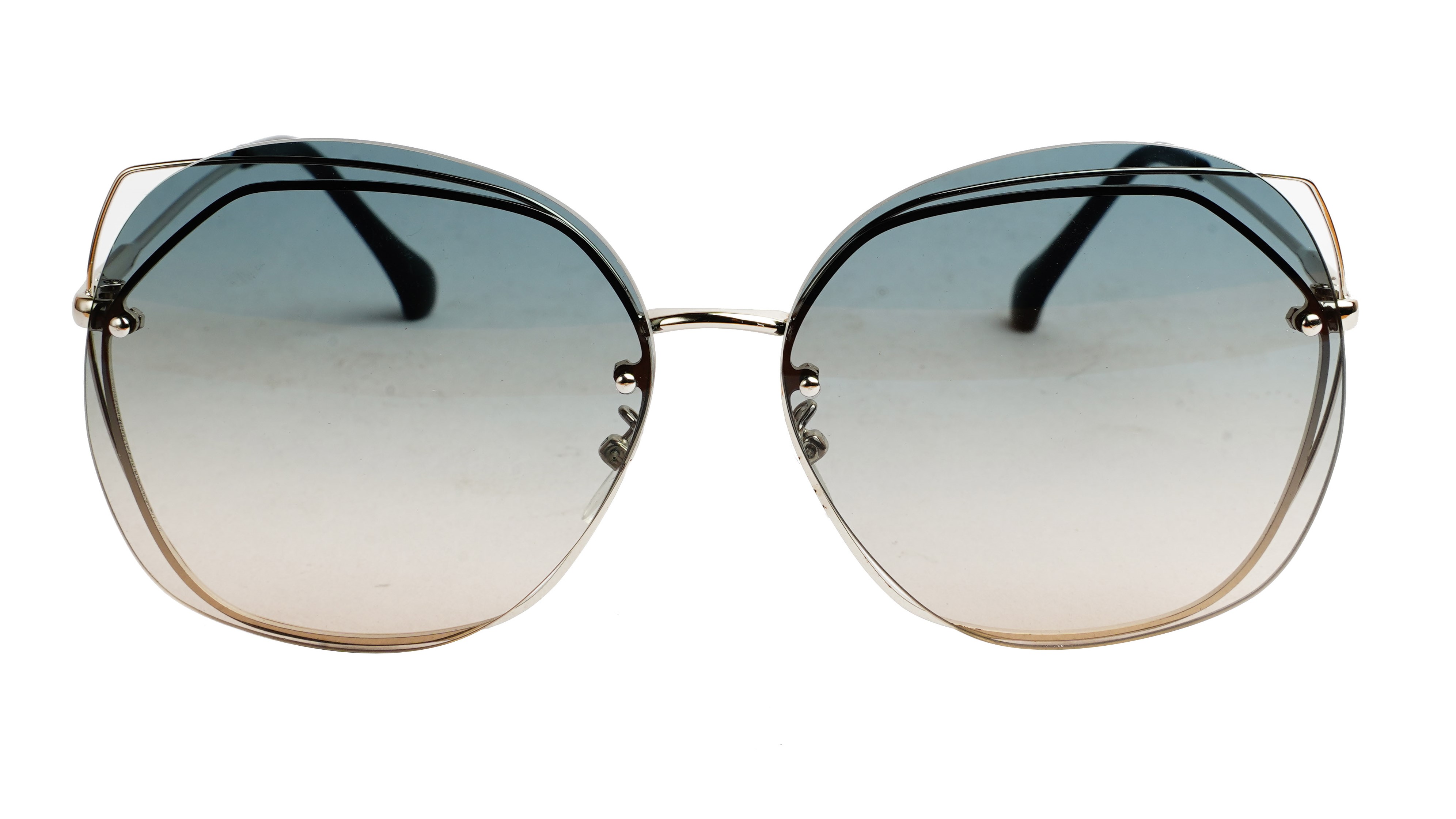 Female Oversized Sunglasses. See Through Green Lens