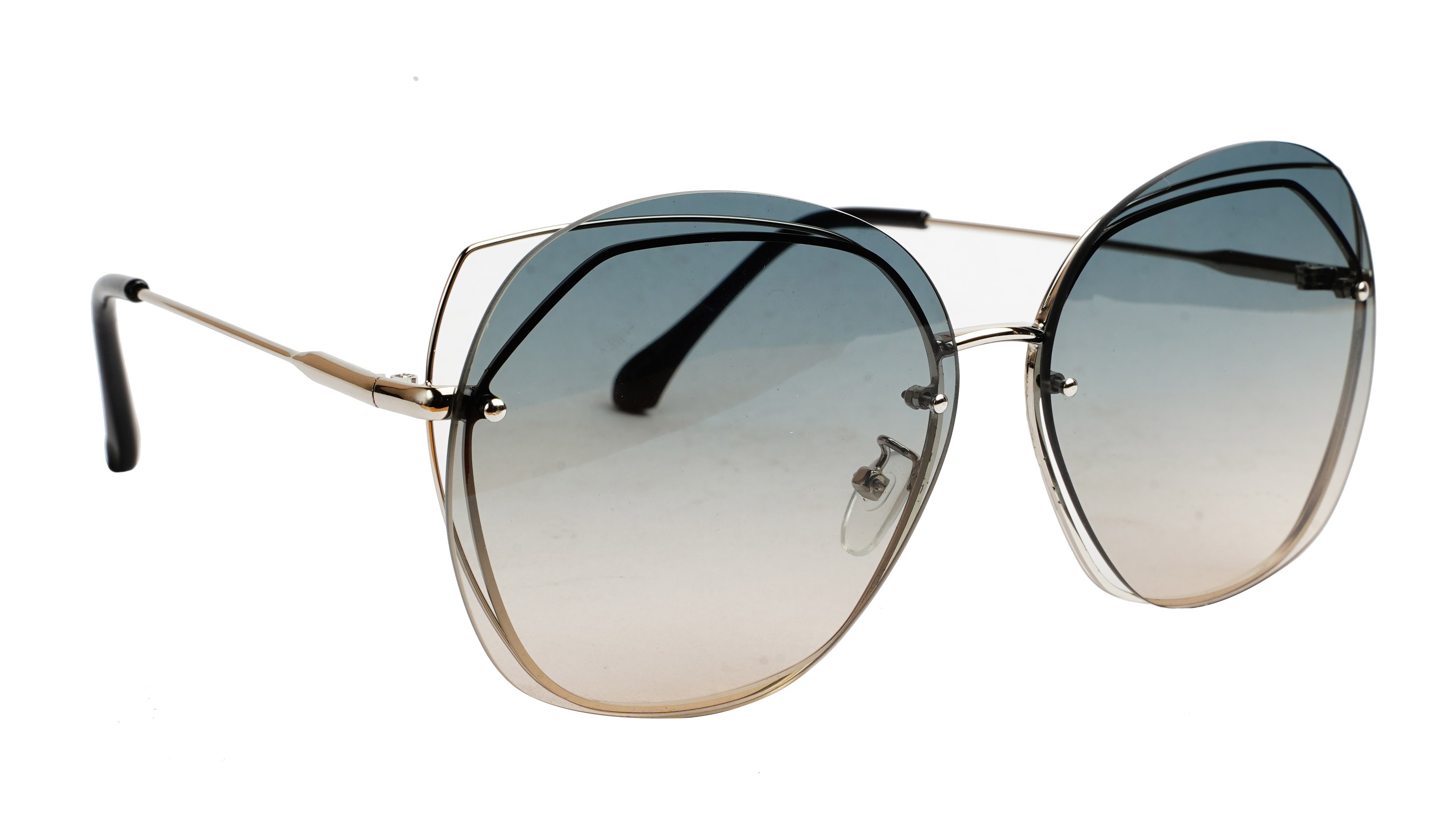 Female Oversized Sunglasses. See Through Green Lens