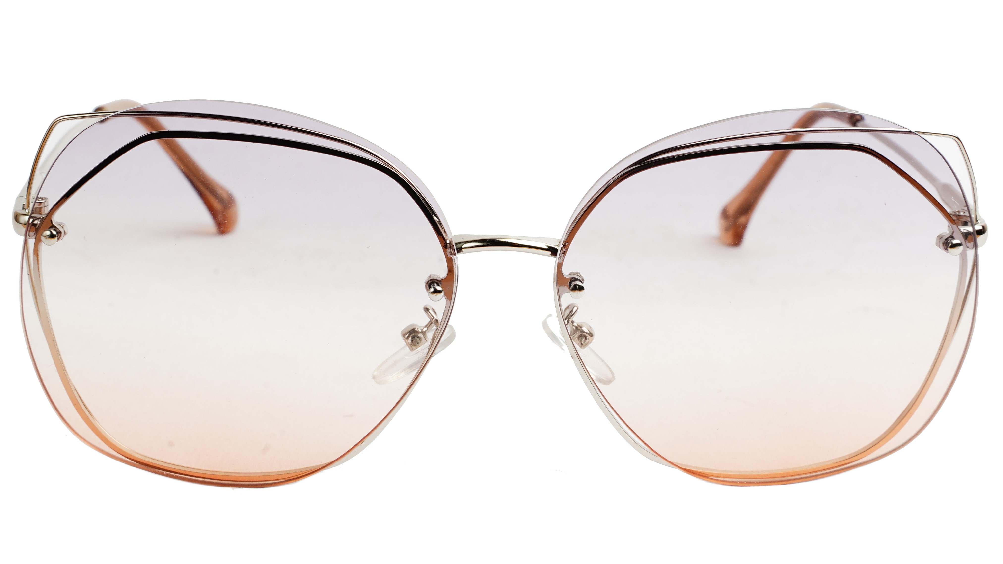 Female Oversized Sunglasses. See Through Grey &Orange Lens