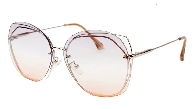 Female Oversized Sunglasses. See Through Grey &Orange Lens