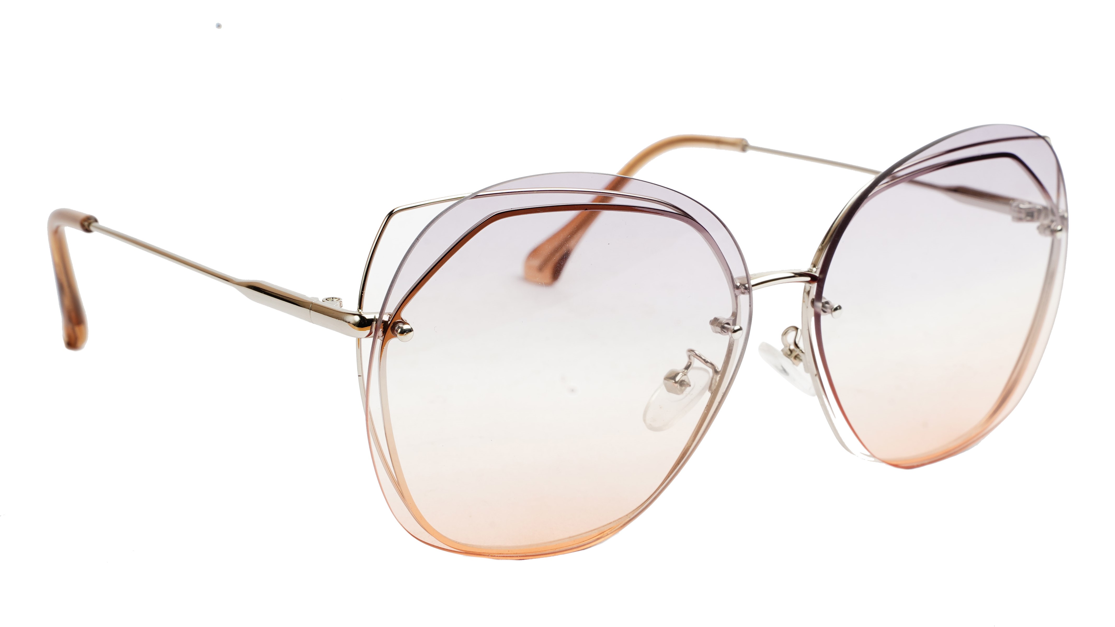 Female Oversized Sunglasses. See Through Grey &Orange Lens