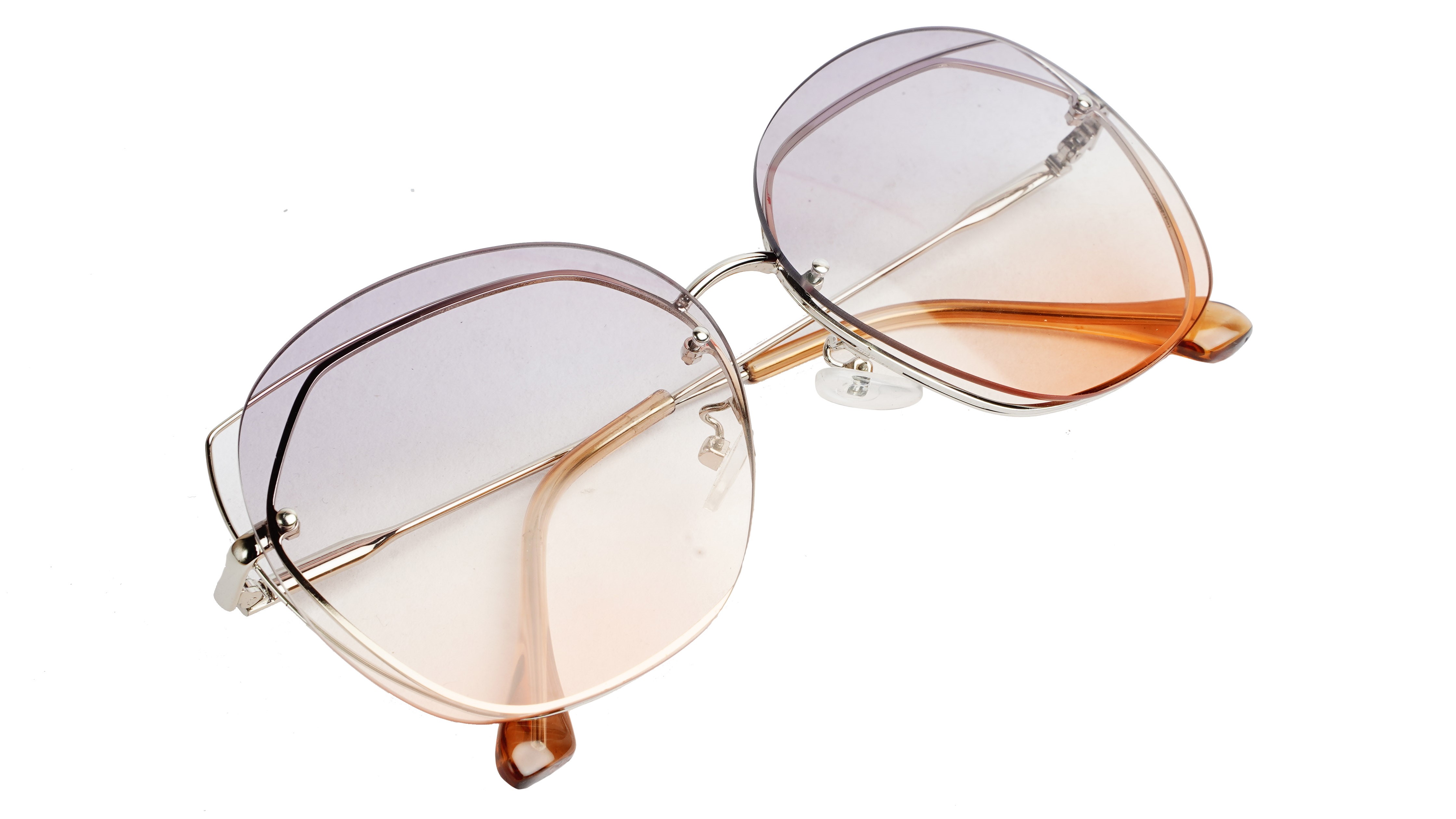 Female Oversized Sunglasses. See Through Grey &Orange Lens