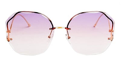 Female Oversized Sunglasses. See Through Blue & Pink Lens
