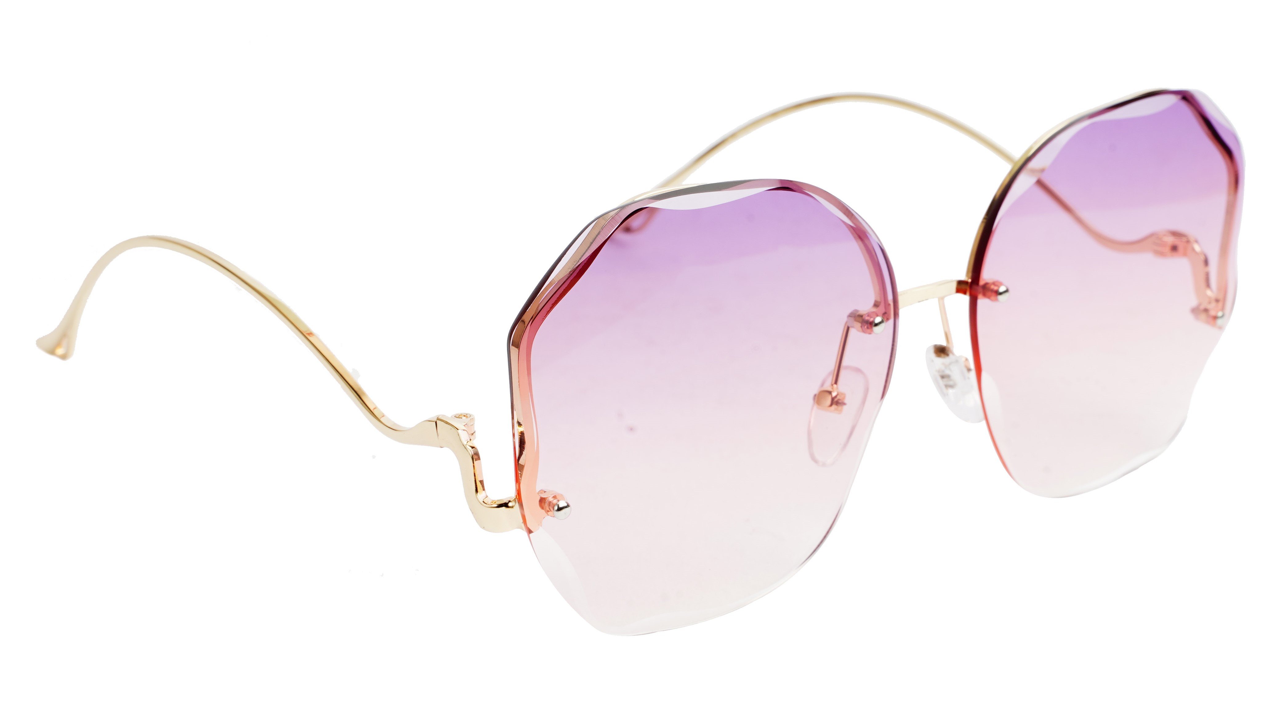 Female Oversized Sunglasses. See Through Blue & Pink Lens