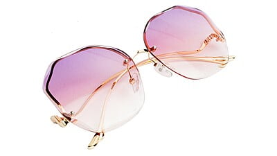 Female Oversized Sunglasses. See Through Blue & Pink Lens