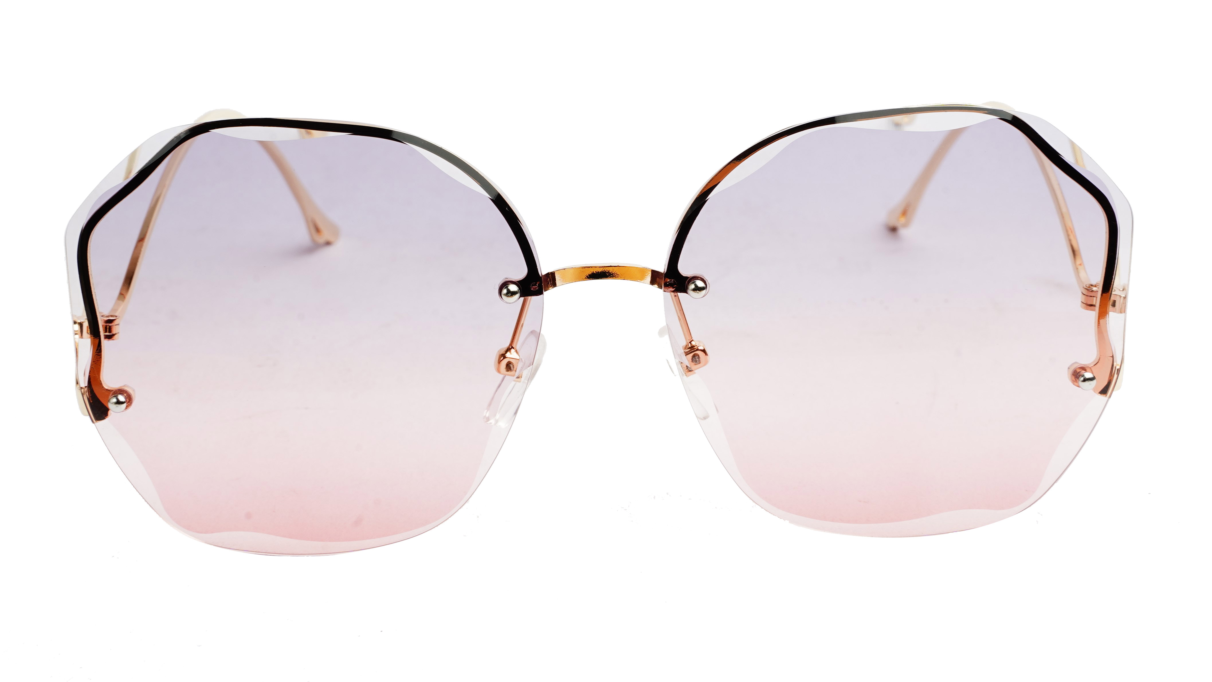 Female Oversized Sunglasses. See Through Grey & Pink Lens