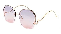 Female Oversized Sunglasses. See Through Grey & Pink Lens