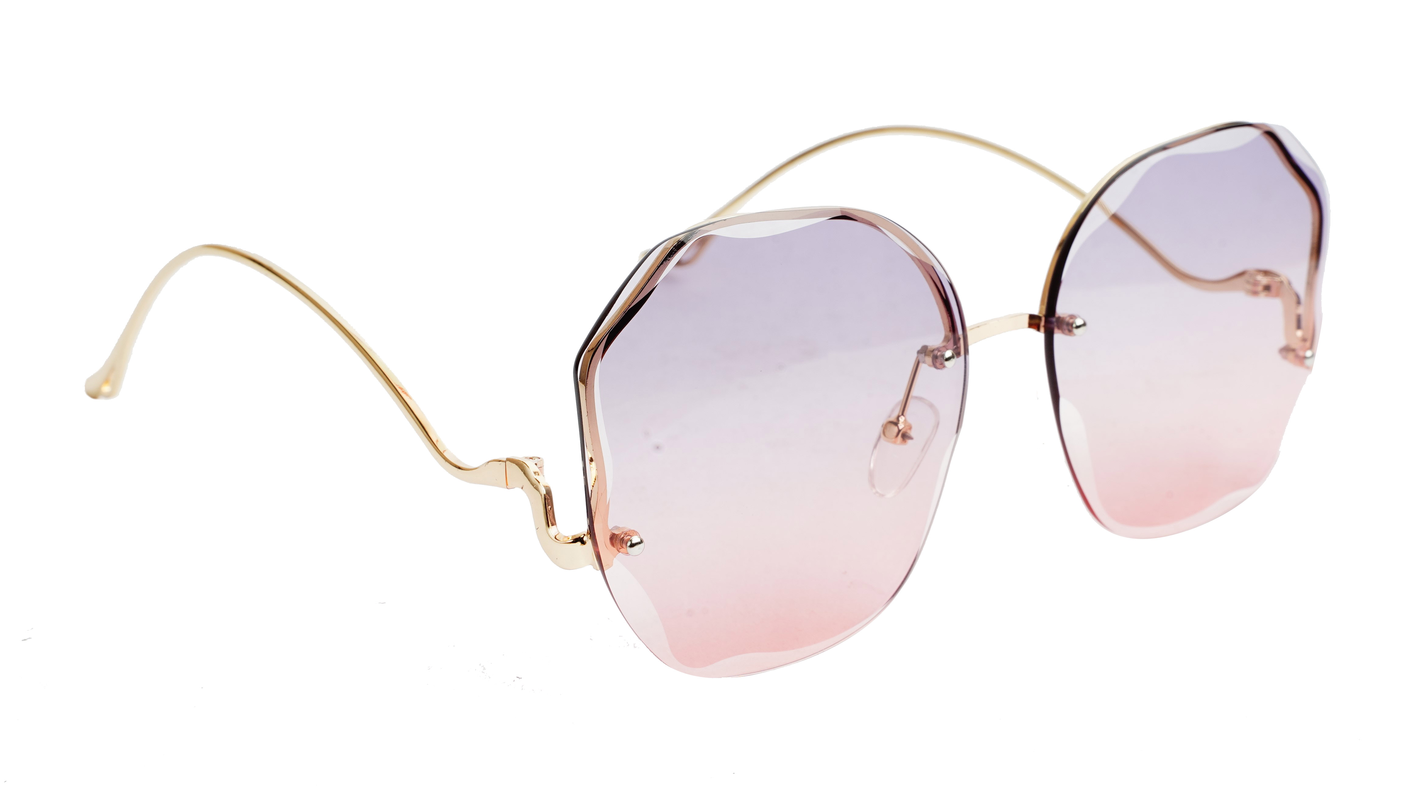 Female Oversized Sunglasses. See Through Grey & Pink Lens
