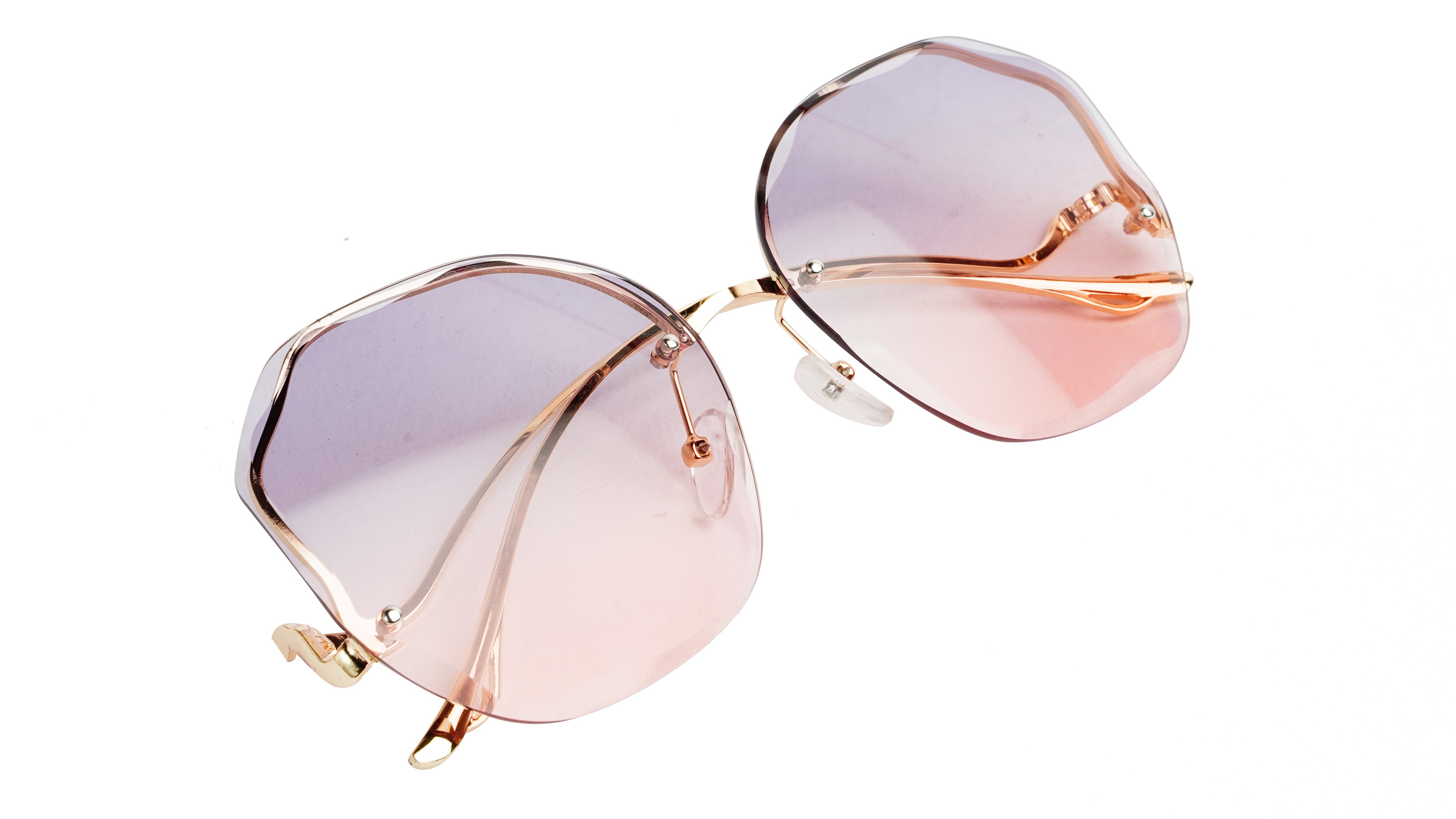 Female Oversized Sunglasses. See Through Grey & Pink Lens