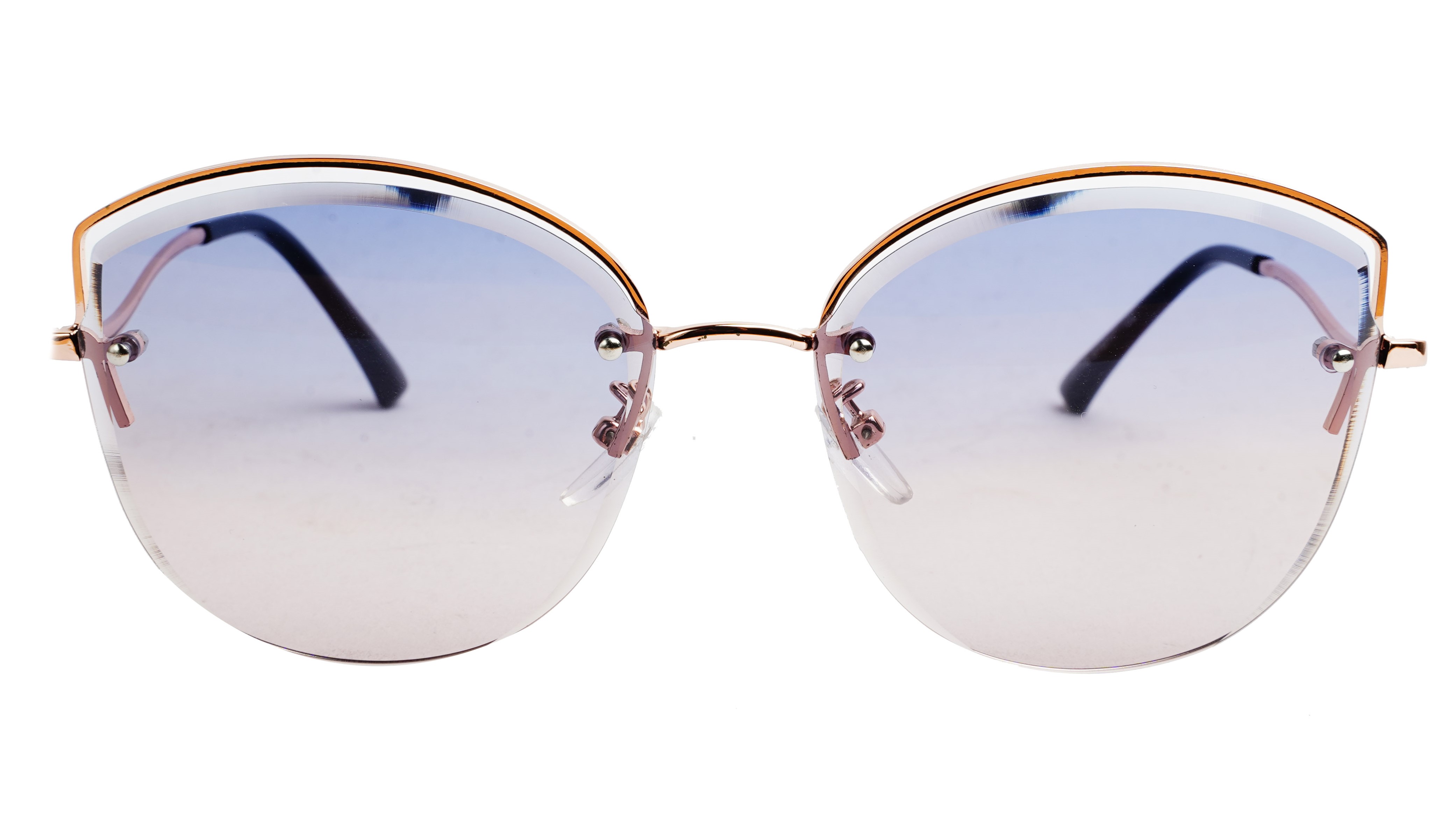 Female Oversize Sunglasses. See Through Blue & Pink Lens