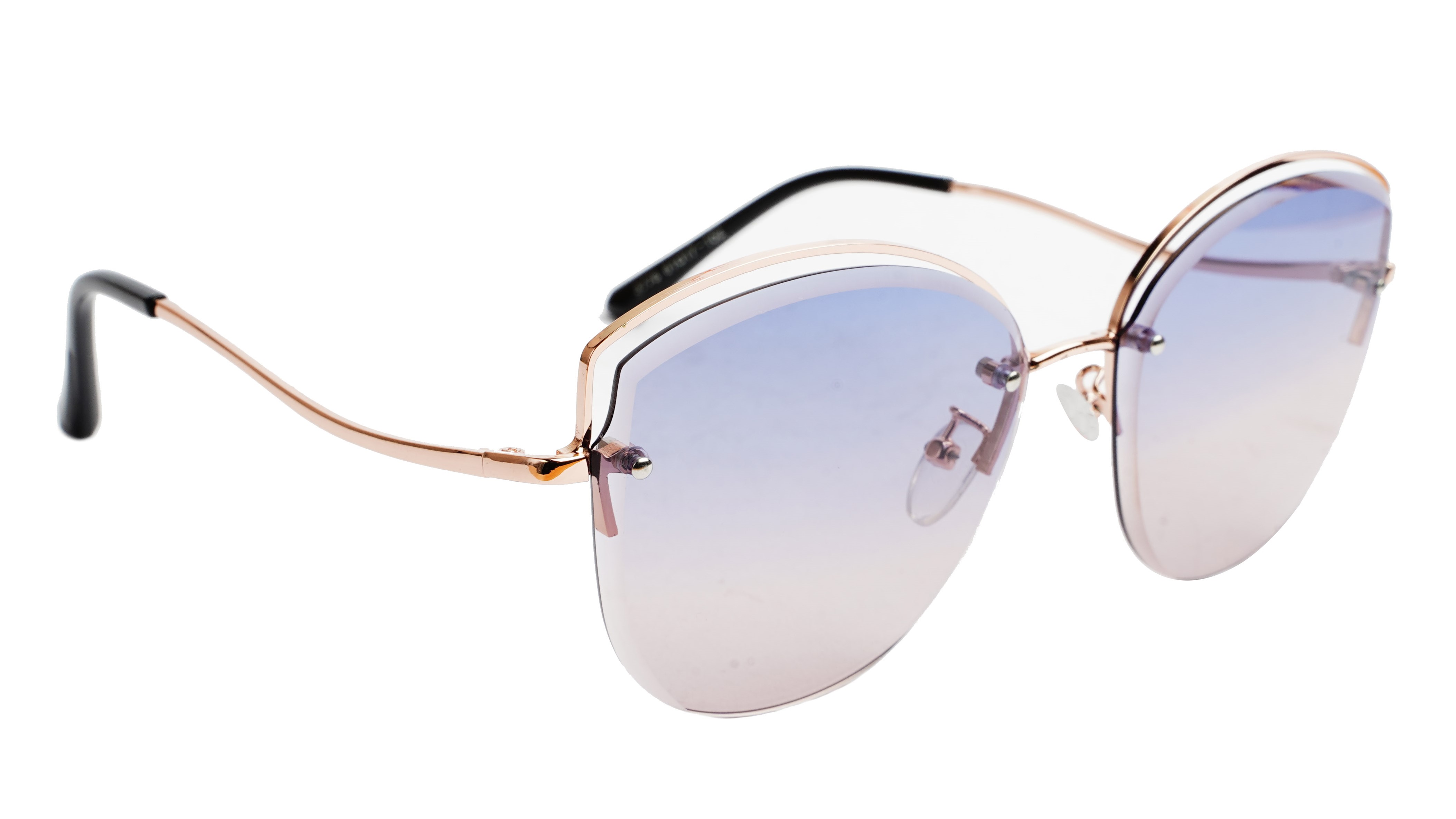 Female Oversize Sunglasses. See Through Blue & Pink Lens