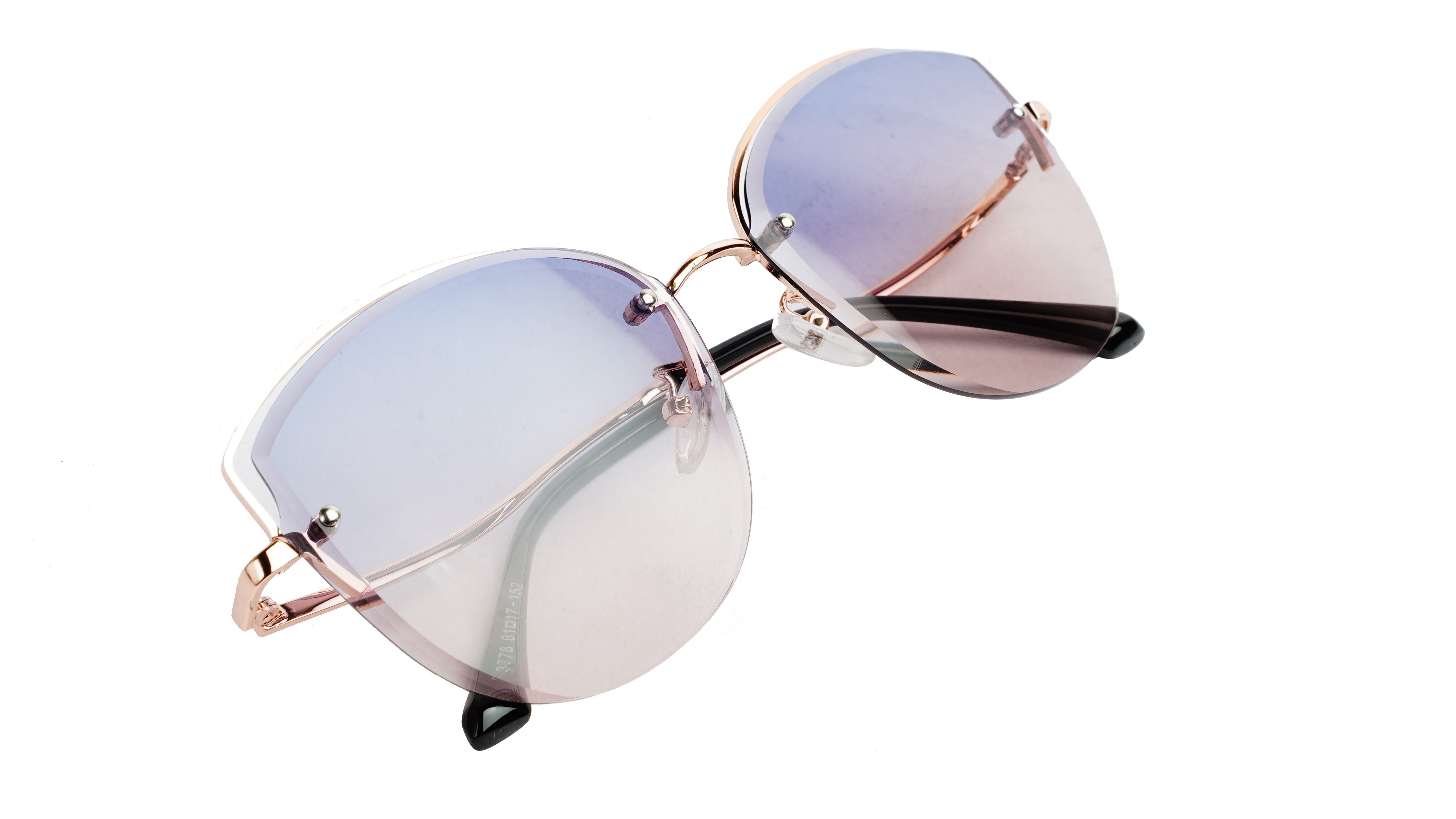 Female Oversize Sunglasses. See Through Blue & Pink Lens