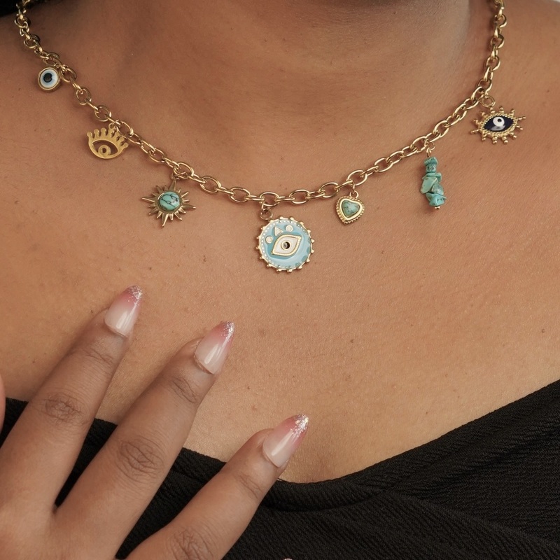 Blue Evil Eye Charm Necklace Blue Evil Eye Charm Necklace