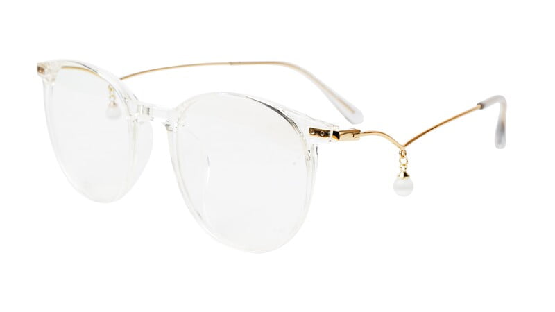 Round Medium Spectacle Frame For Girls&Women. Gold &Transparent Frame Round Medium Spectacle Frame For Girls&Women. Gold &Transparent Frame