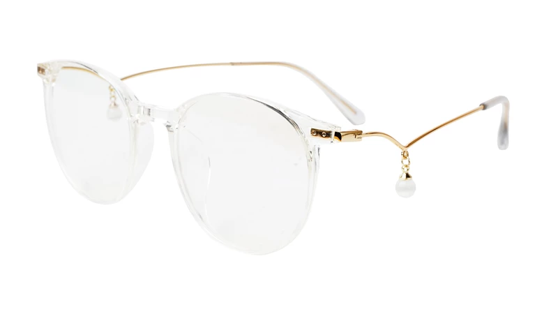 Round Medium Spectacle Frame For Girls&Women. Gold &Transparent Frame