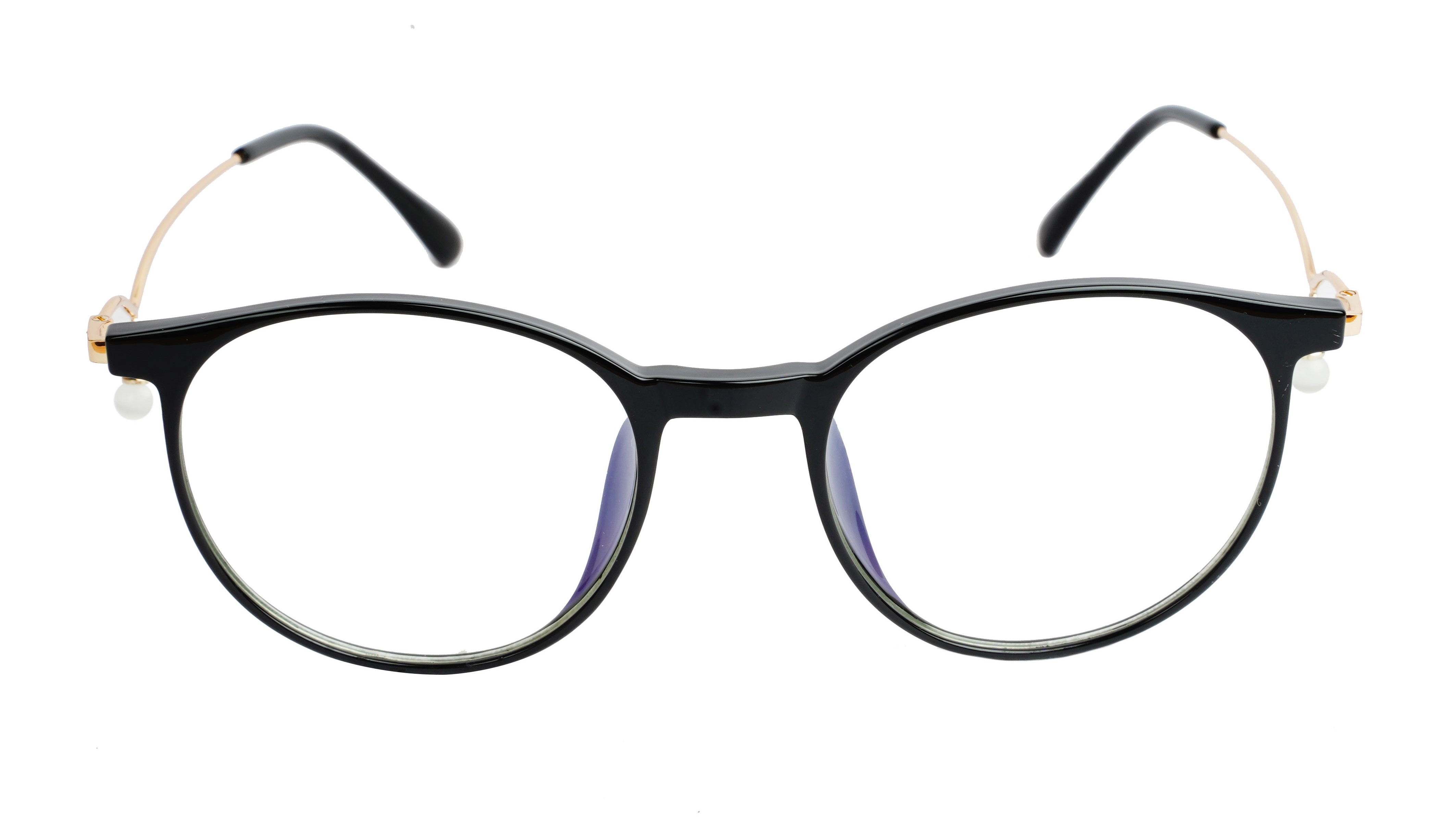 Round Medium Spectacle Frame For Girls&Women. Gold &Black Frame