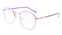 Round Medium Spectacle Frame For Girls&Women. Purple &Silver Frame