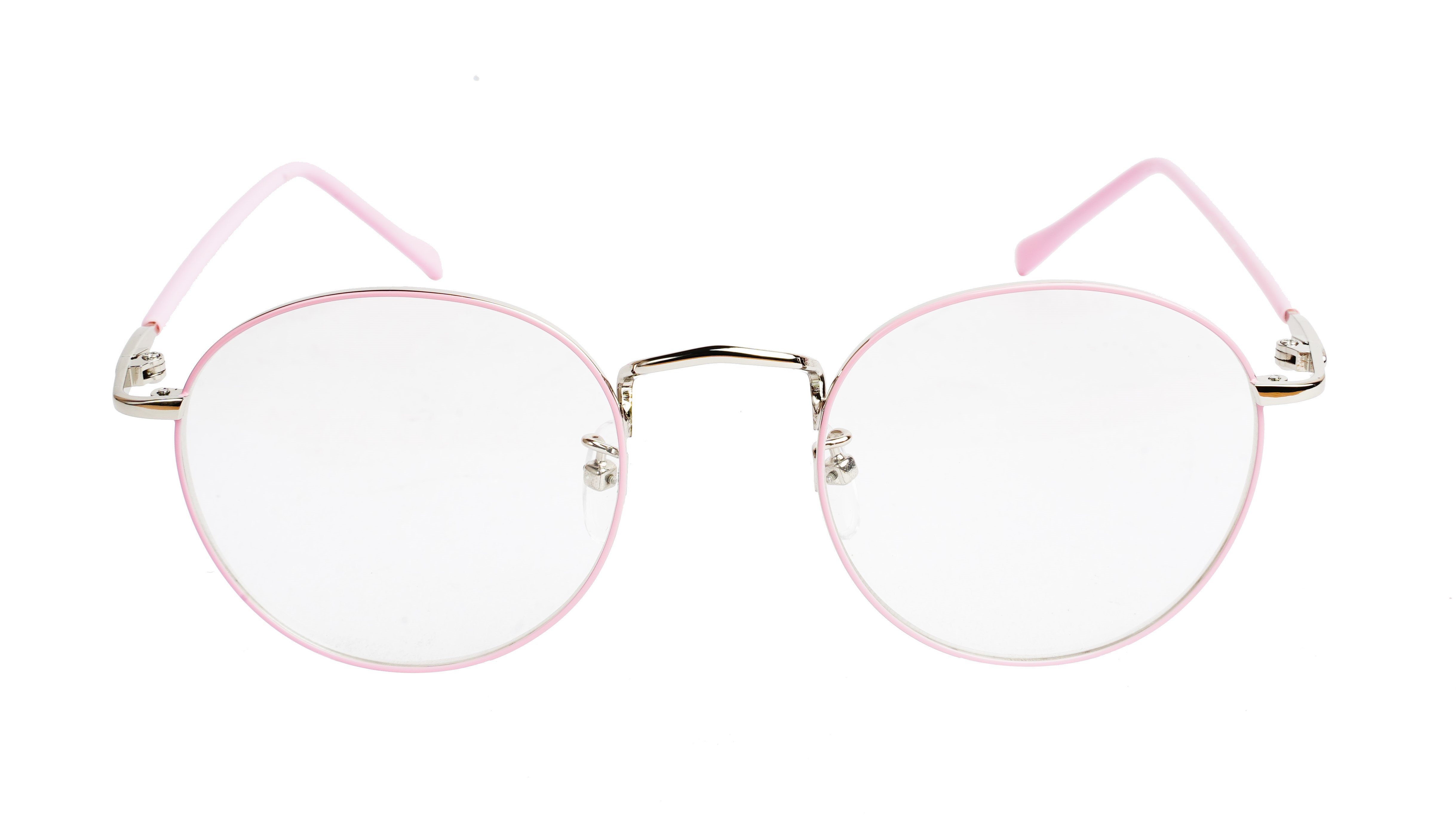 Round Medium Spectacle Frame For Girls&Women. Pink &Silver Frame