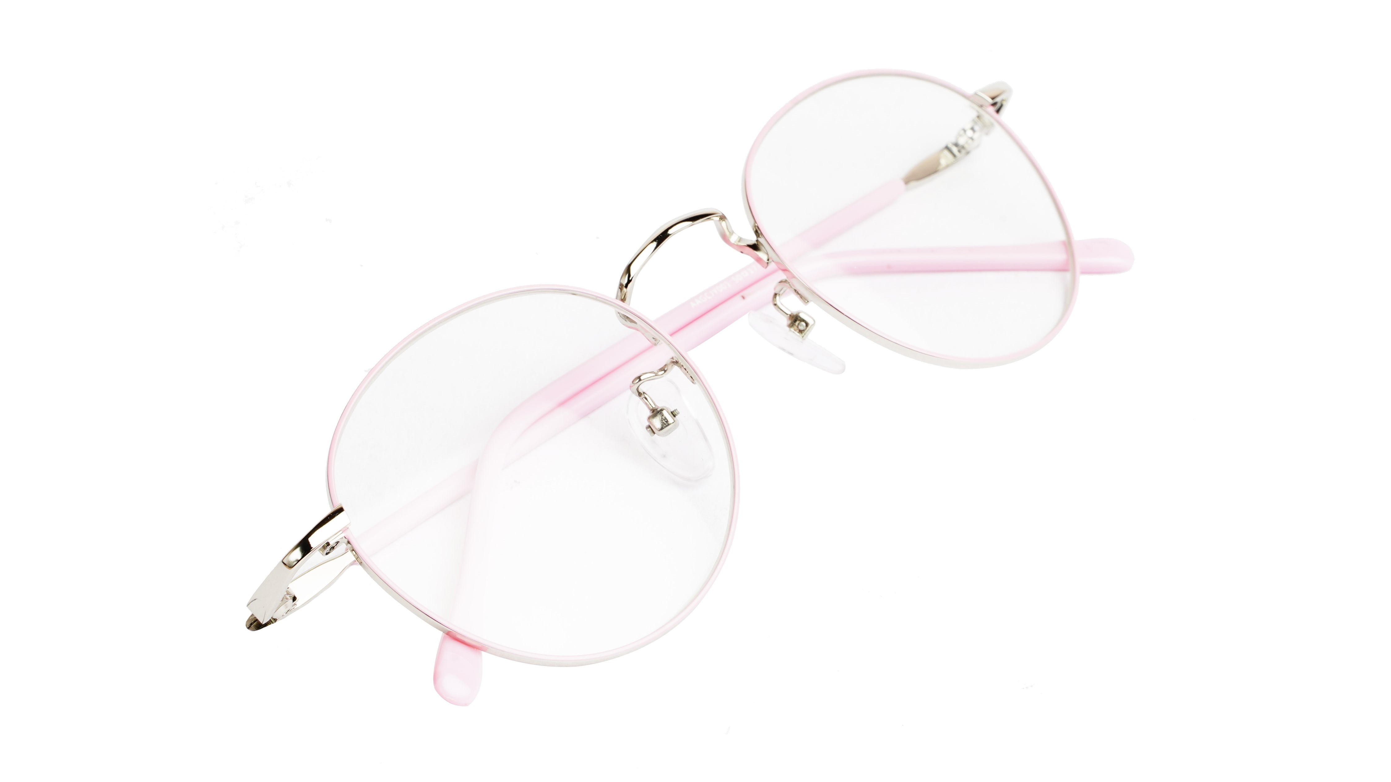 Round Medium Spectacle Frame For Girls&Women. Pink &Silver Frame