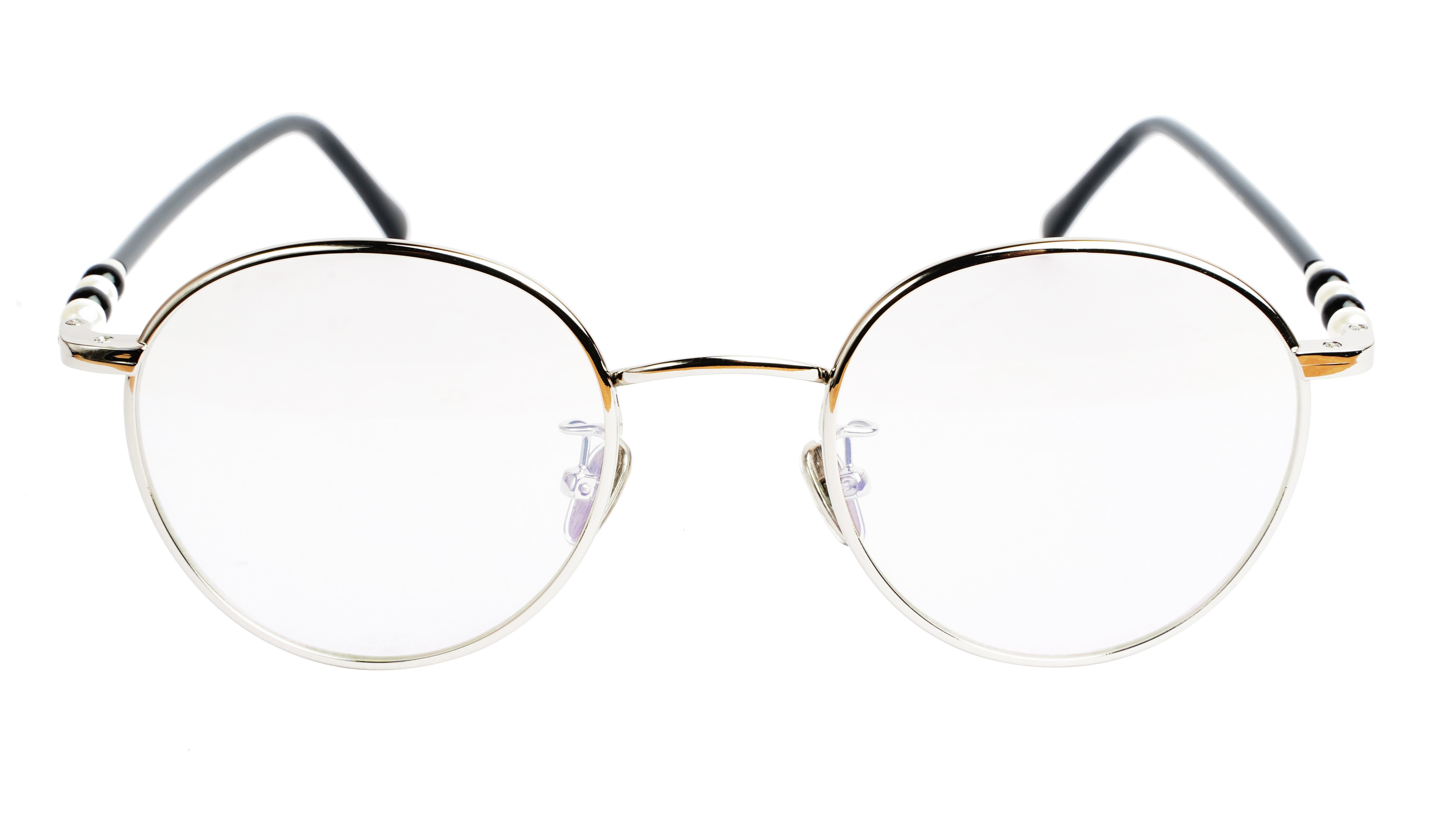 Round Medium Spectacle Frame For Girls&Women. Silver &Black Frame