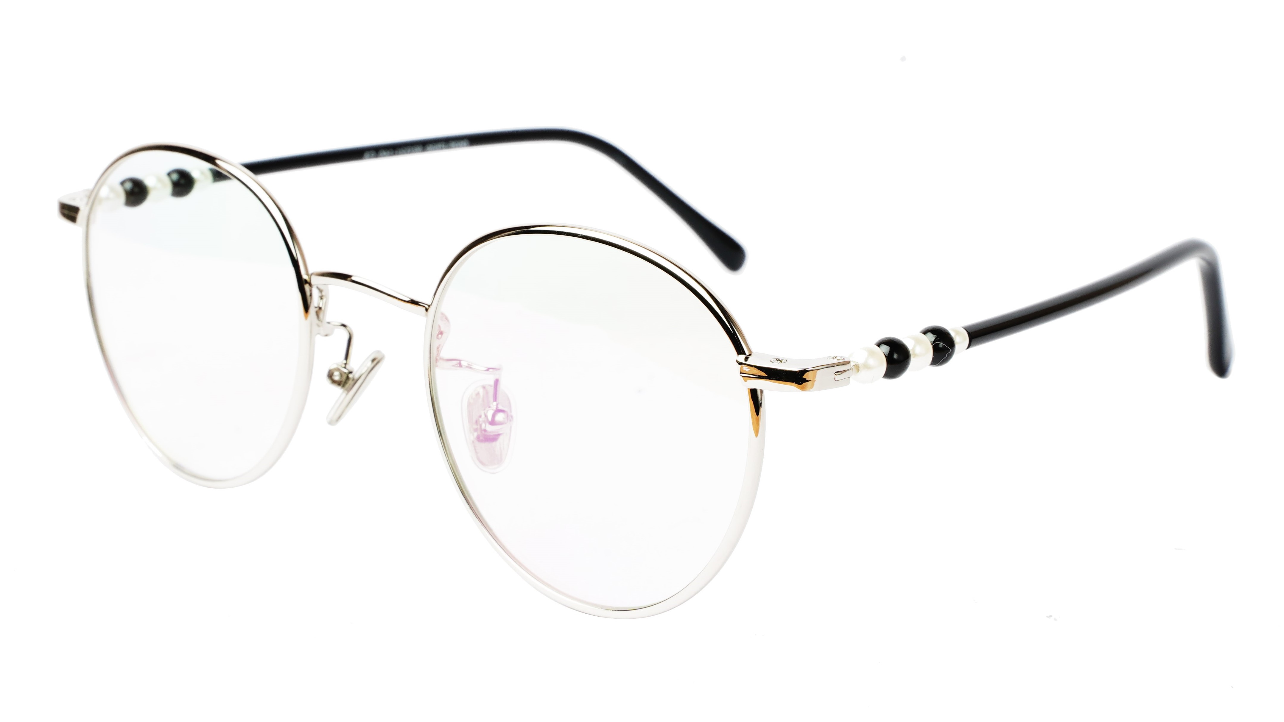 Round Medium Spectacle Frame For Girls&Women. Silver &Black Frame