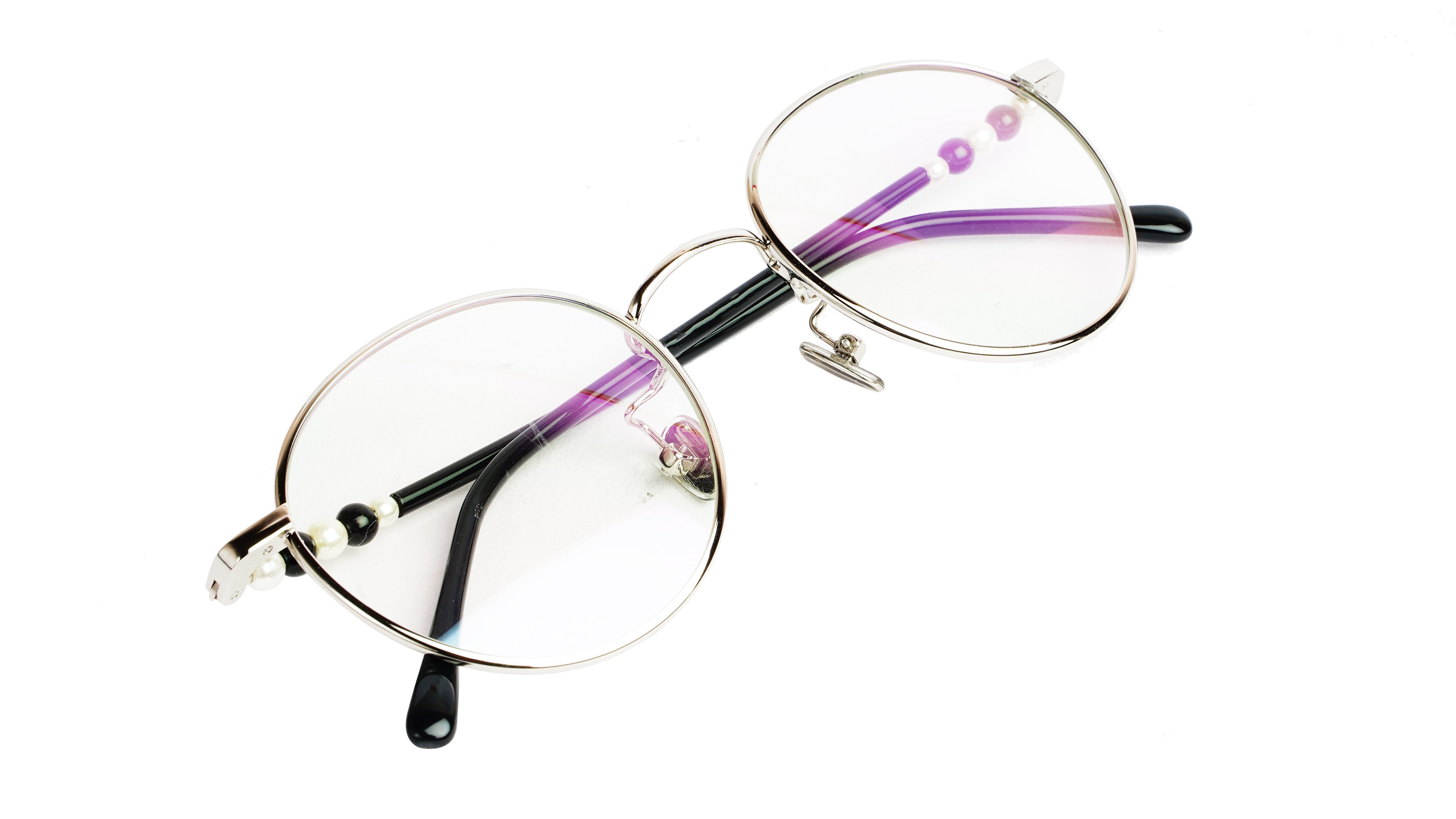 Round Medium Spectacle Frame For Girls&Women. Silver &Black Frame