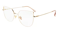 Female Oversized Cat Eye Spectacle Frame. Gold & Cream Frame