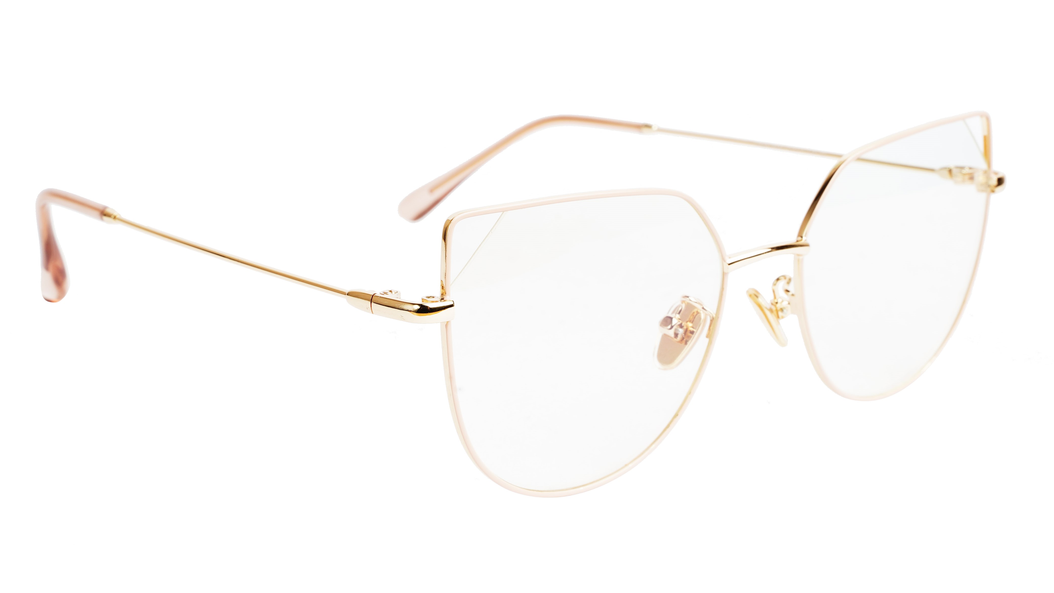 Female Oversized Cat Eye Spectacle Frame. Gold & Cream Frame
