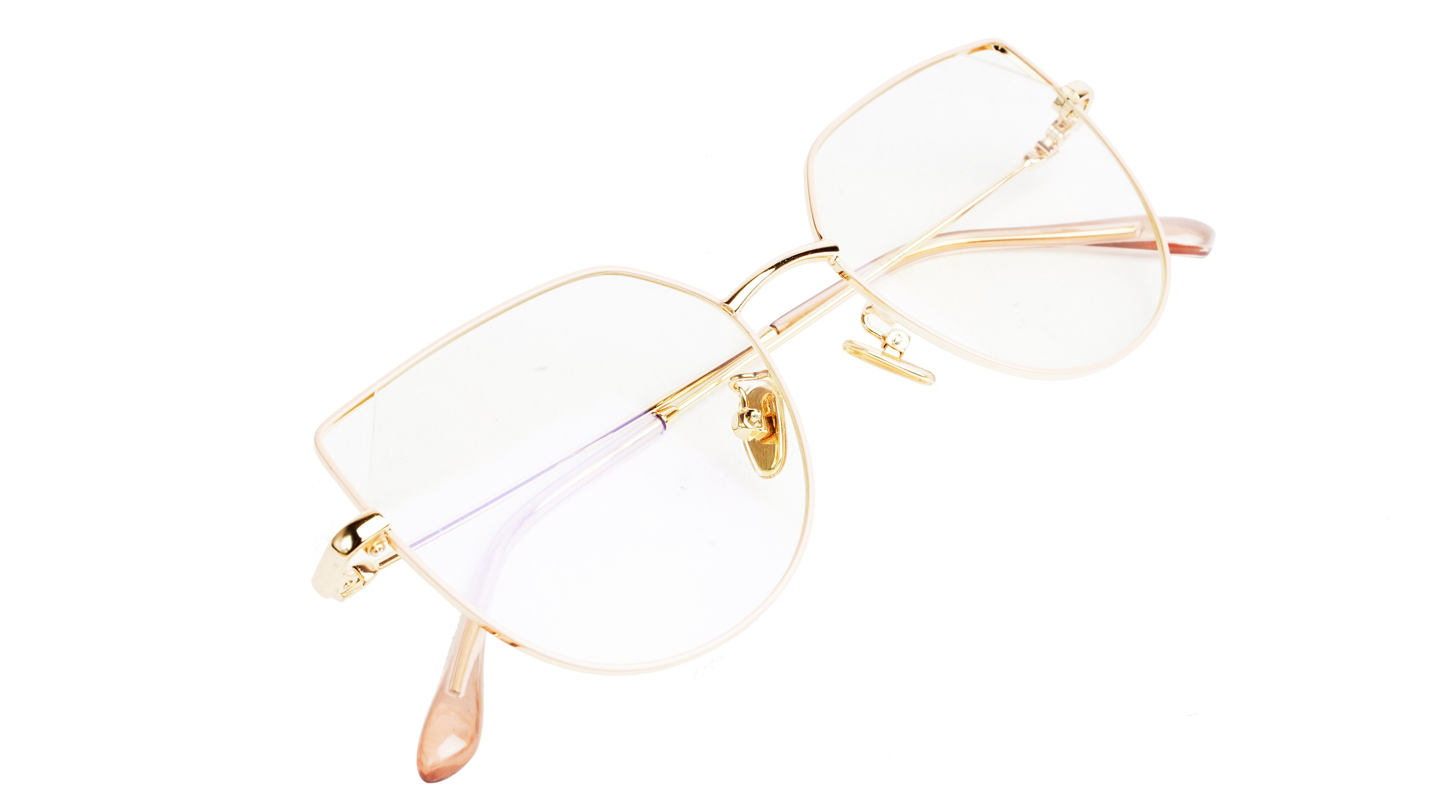 Female Oversized Cat Eye Spectacle Frame. Gold & Cream Frame
