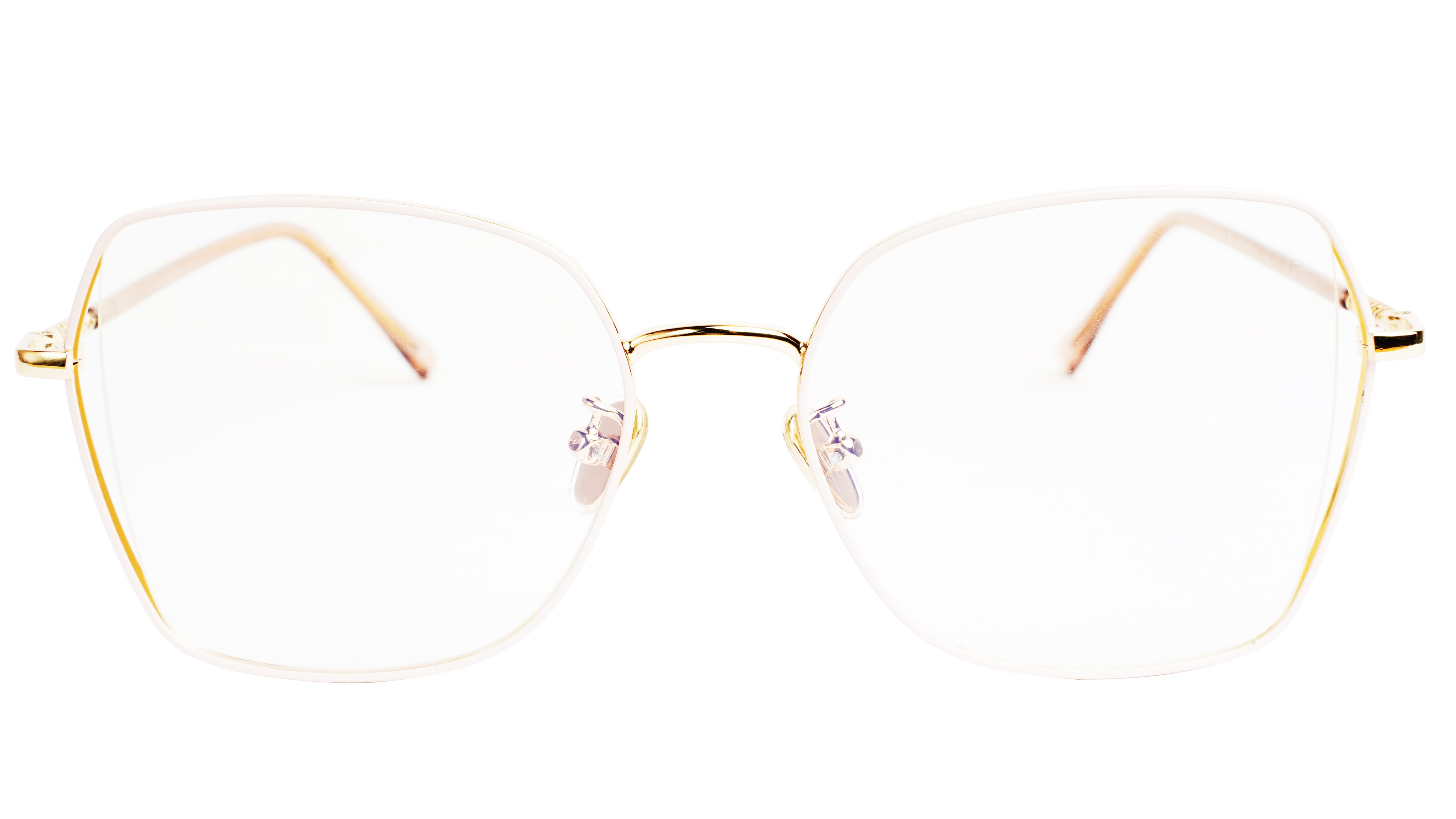 Unisex Oversized Spectacle Frame. Cream &Golden Frame