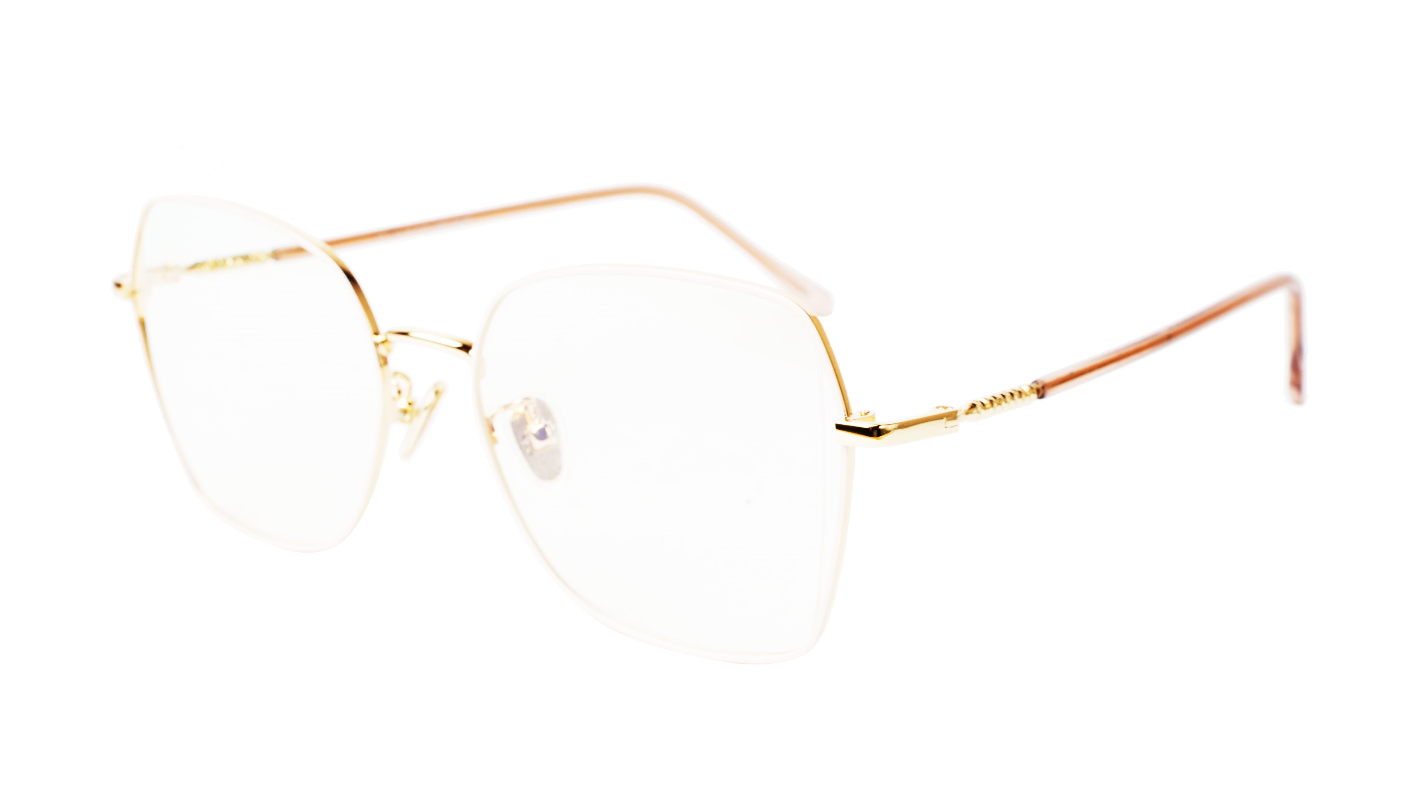 Unisex Oversized Spectacle Frame. Cream &Golden Frame