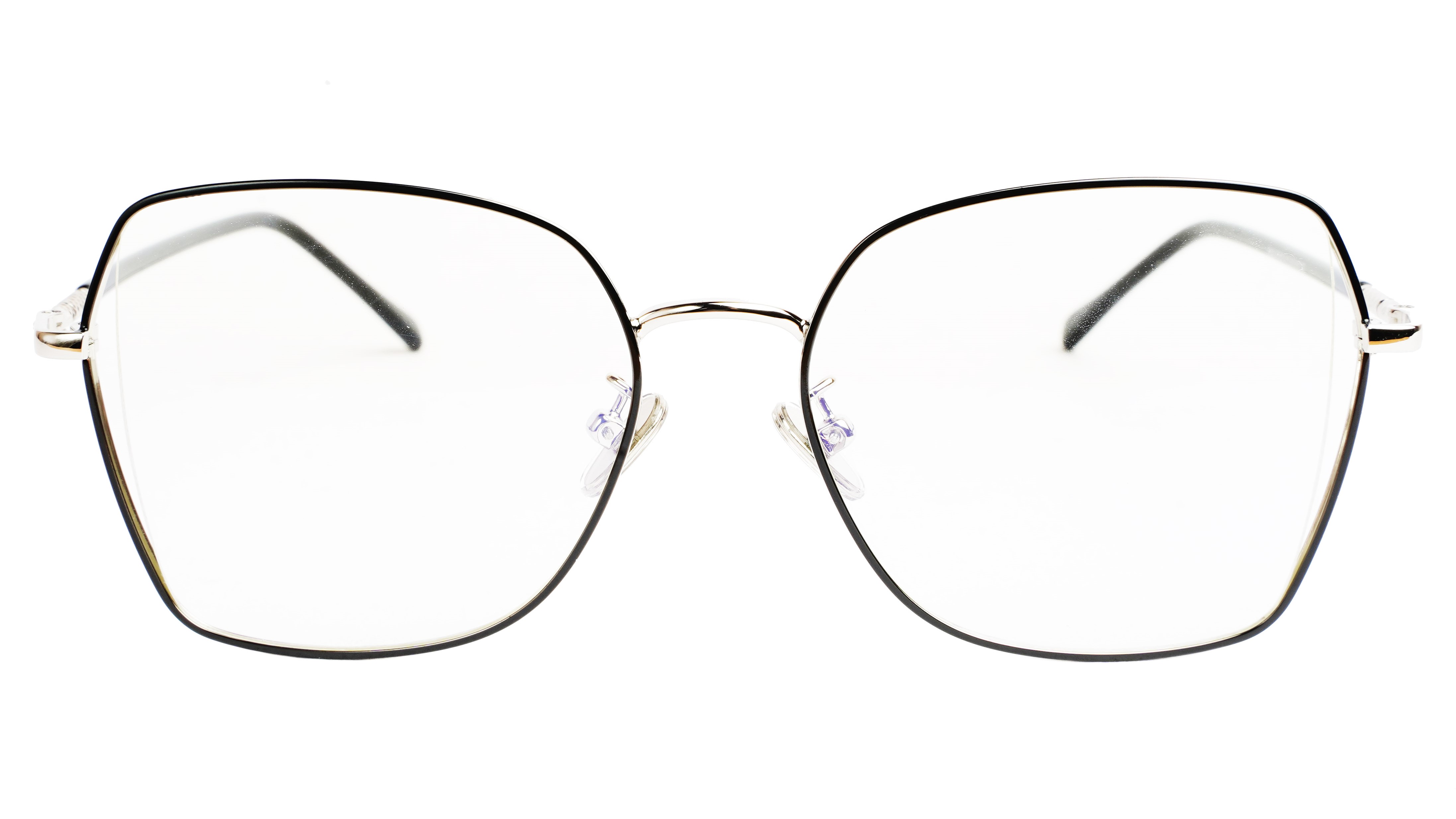 Unisex Oversized Spectacle Frame. Silver &Black Frame