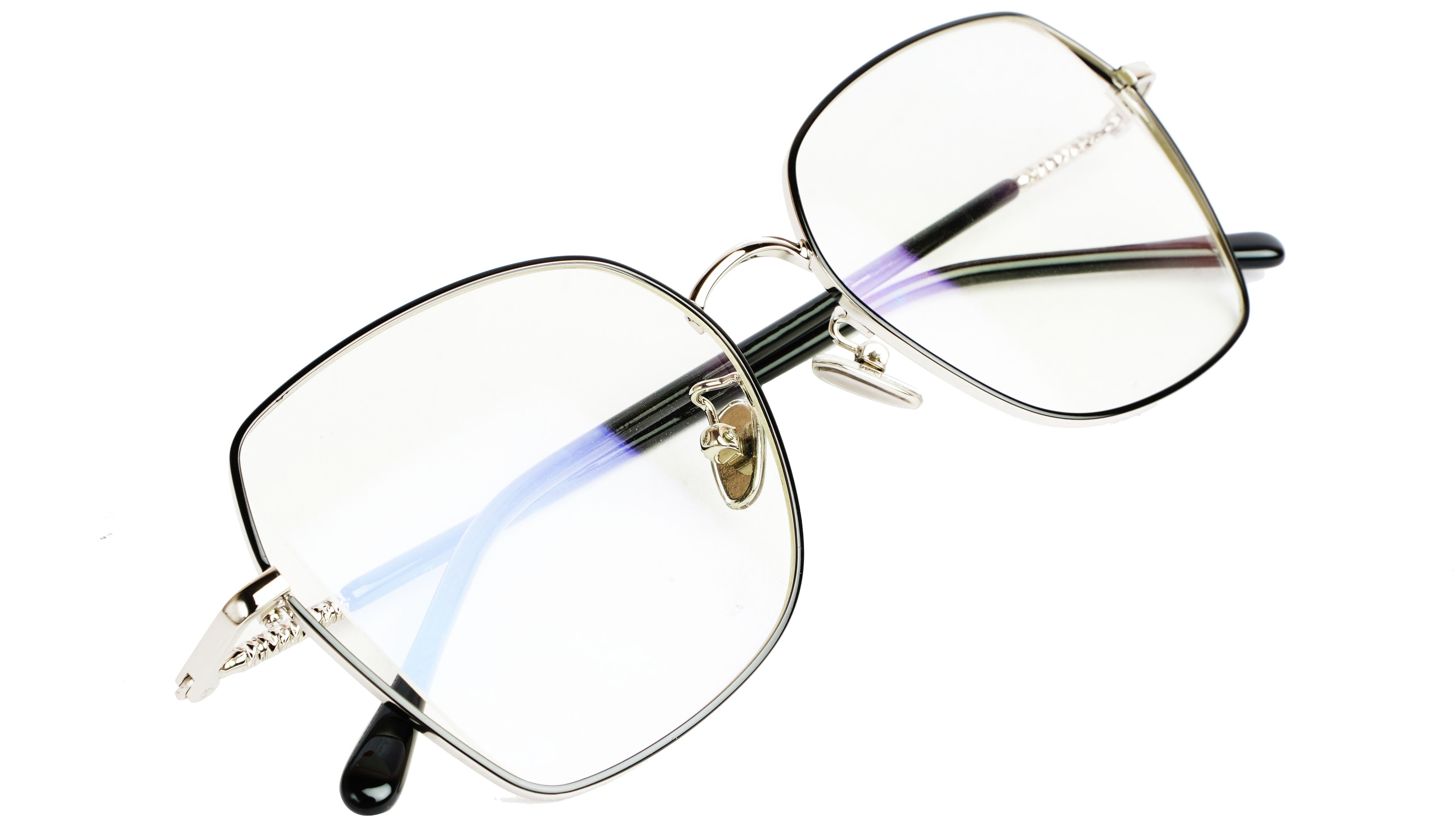 Unisex Oversized Spectacle Frame. Silver &Black Frame
