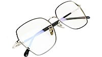 Unisex Oversized Spectacle Frame. Silver &Black Frame