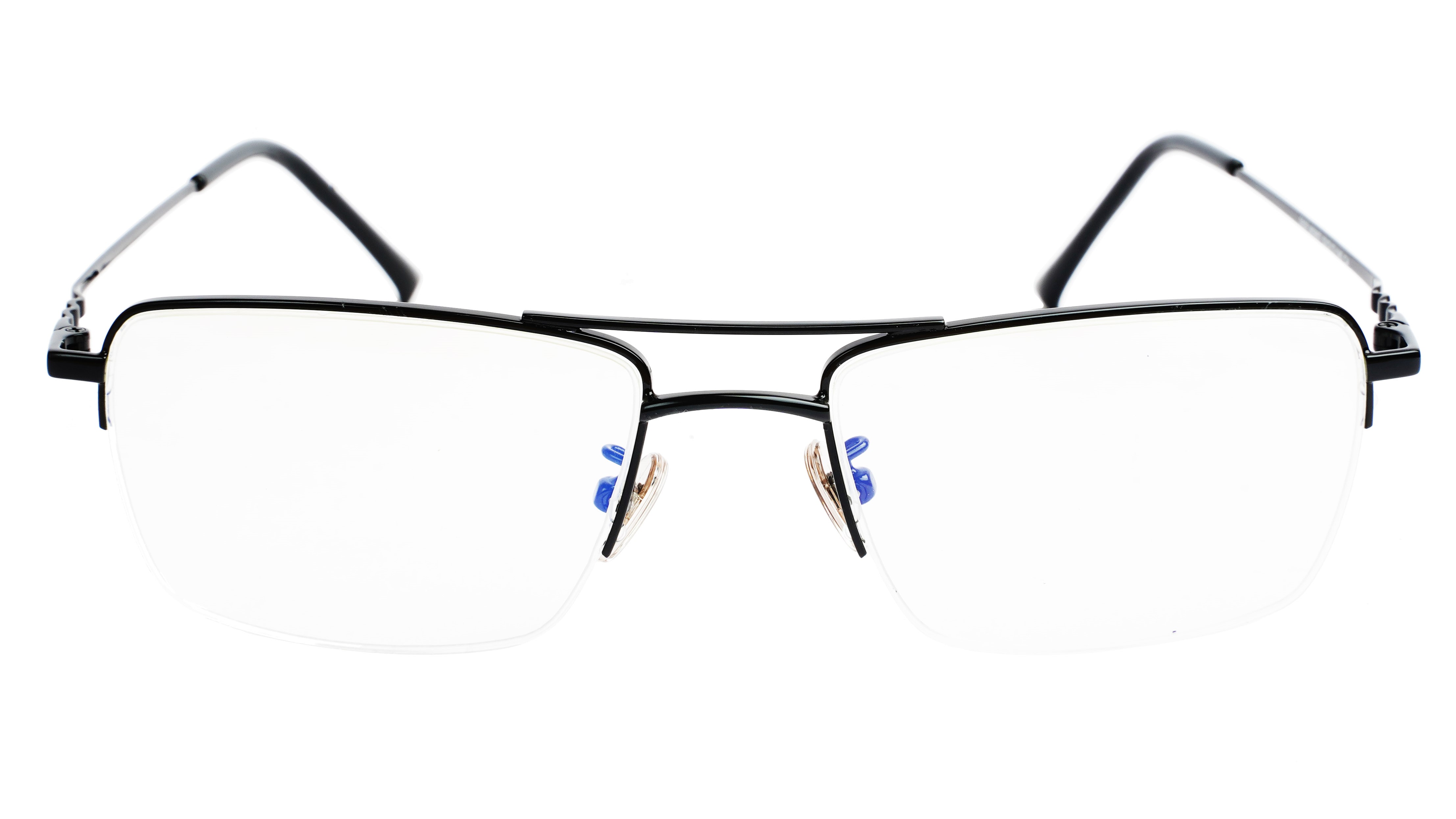 Unisex Half Rimmed Rectangular Spectacle Frame. Black Frame