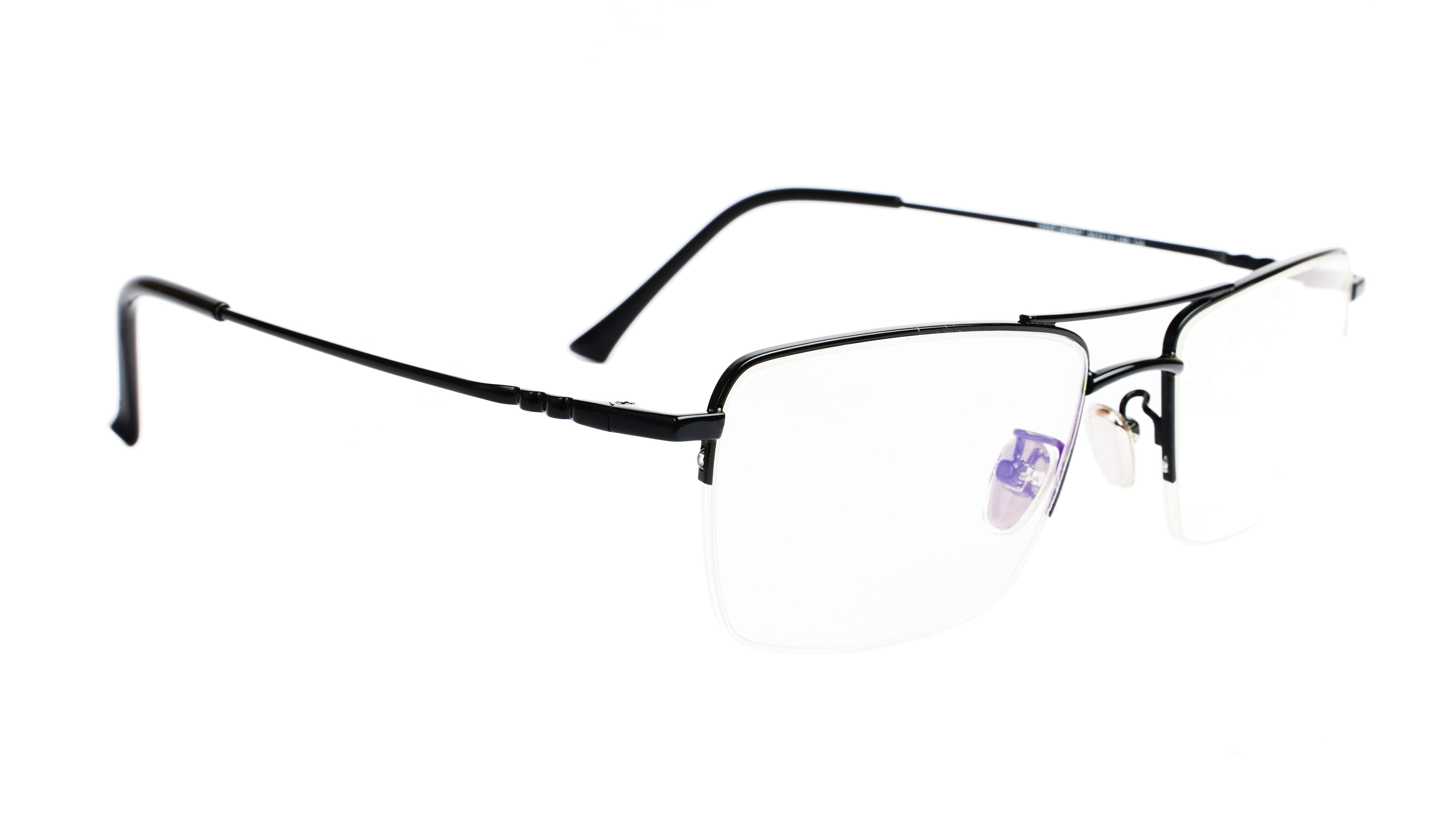 Unisex Half Rimmed Rectangular Spectacle Frame. Black Frame