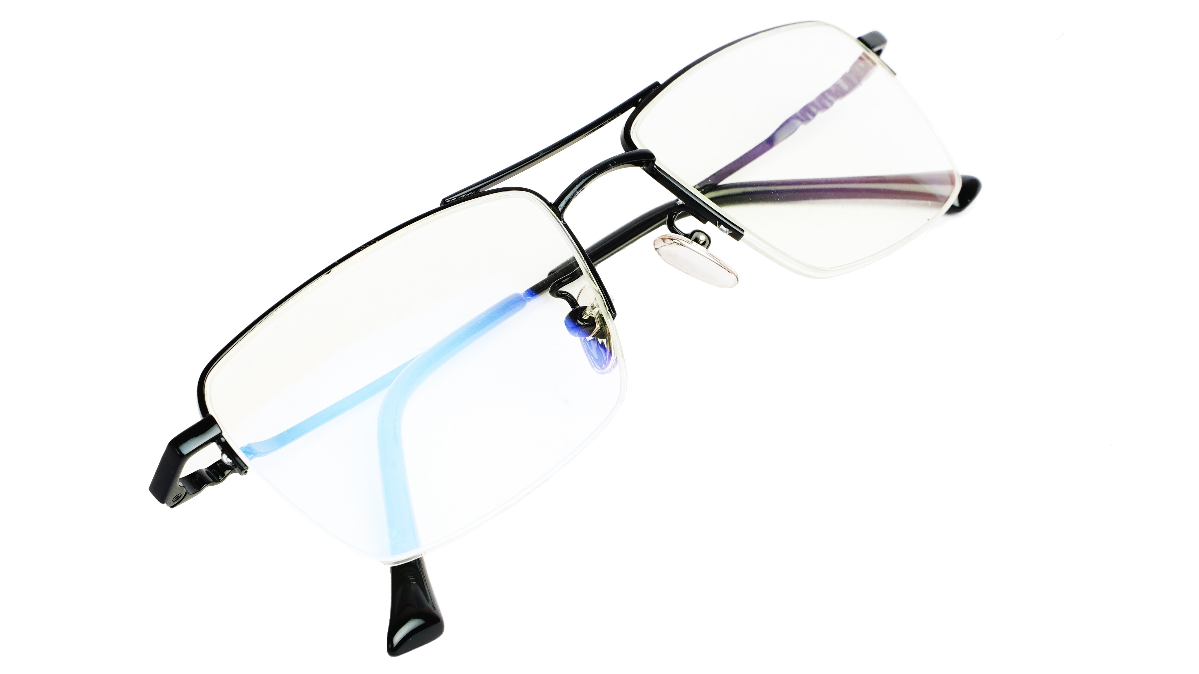 Unisex Half Rimmed Rectangular Spectacle Frame. Black Frame