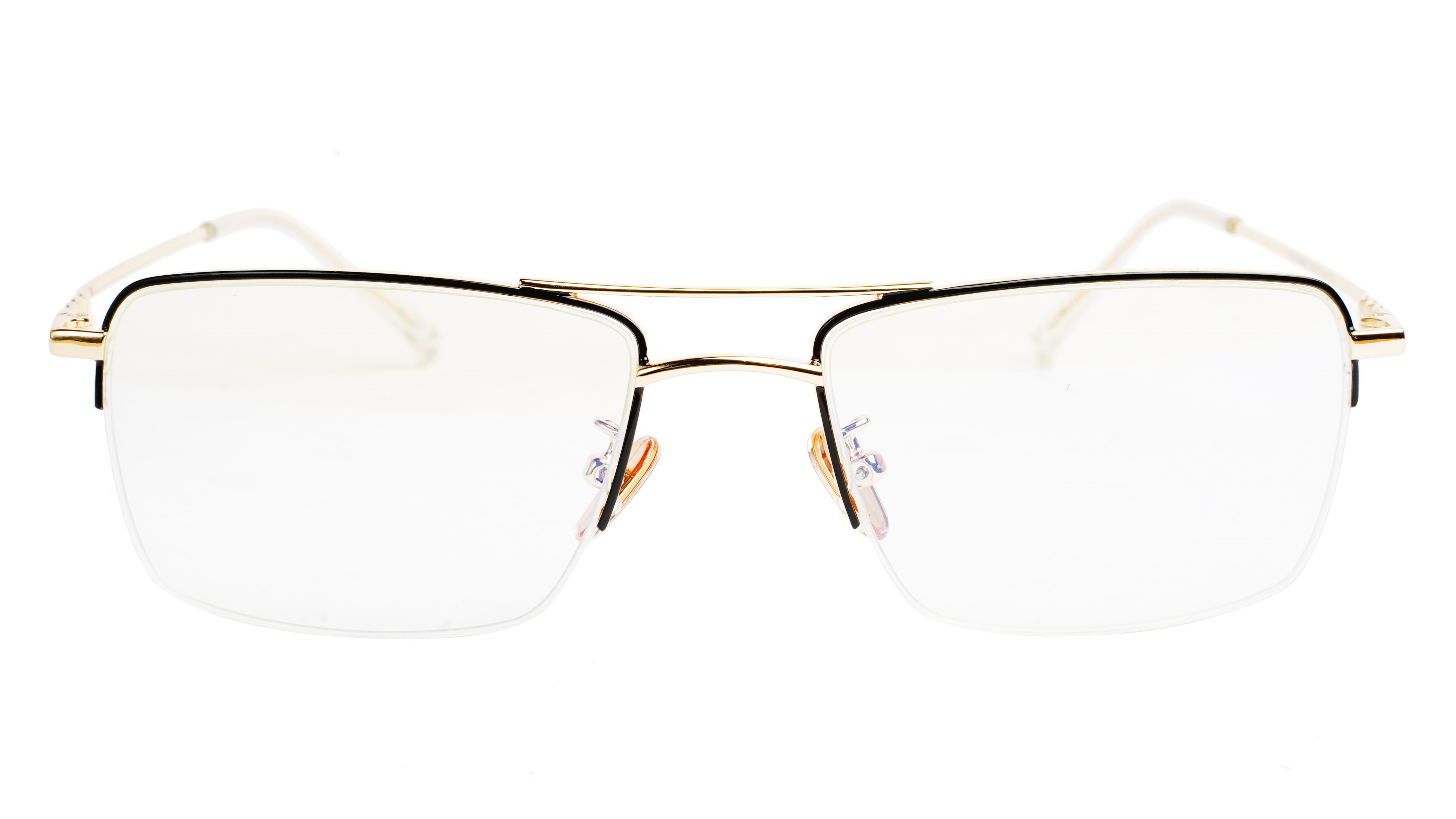 Unisex Half Rim Rectangular Spectacle Frame. Gold&Black Frame
