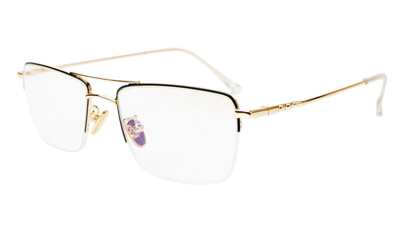 Unisex Half Rim Rectangular Spectacle Frame. Gold&Black Frame Unisex Half Rim Rectangular Spectacle Frame. Gold&Black Frame