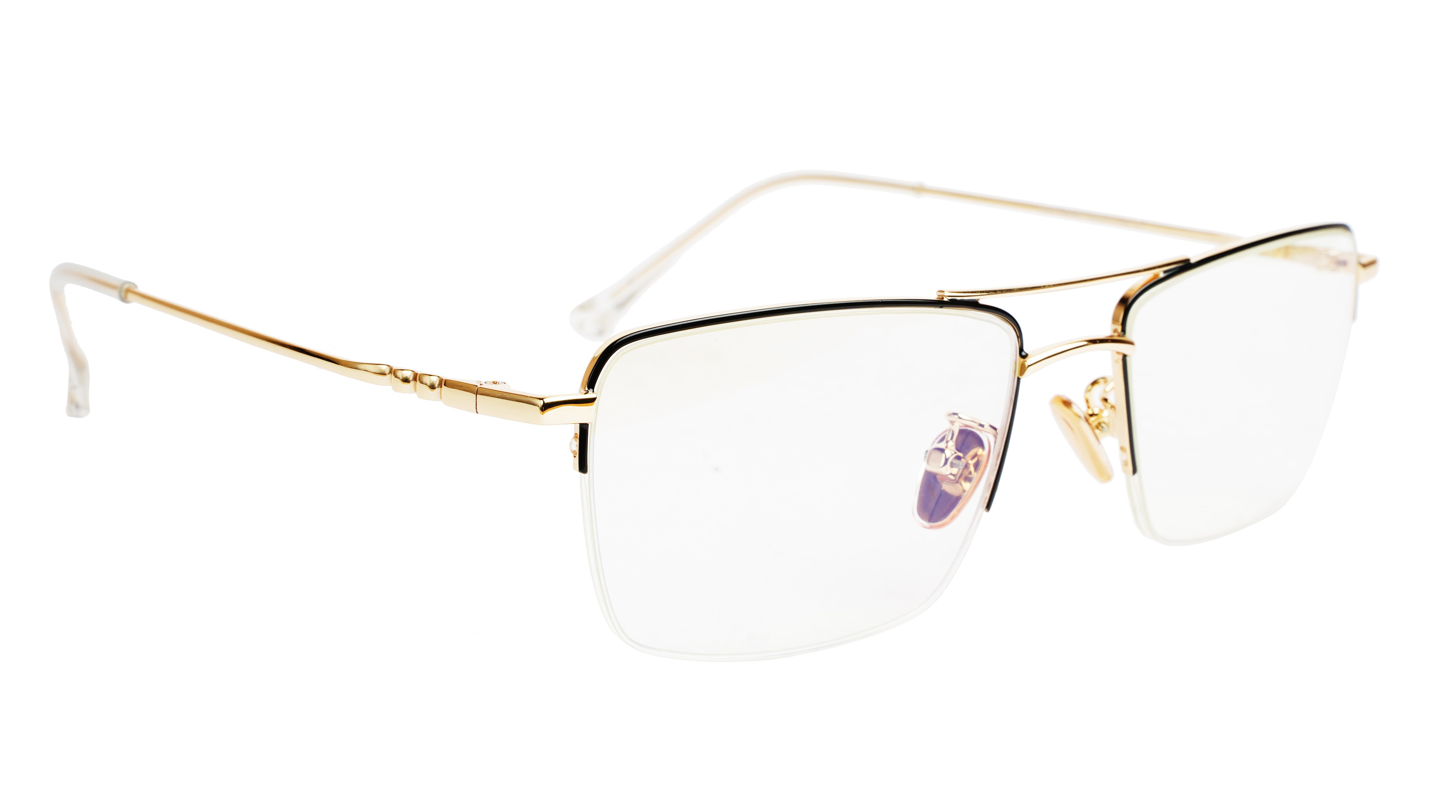 Unisex Half Rim Rectangular Spectacle Frame. Gold&Black Frame