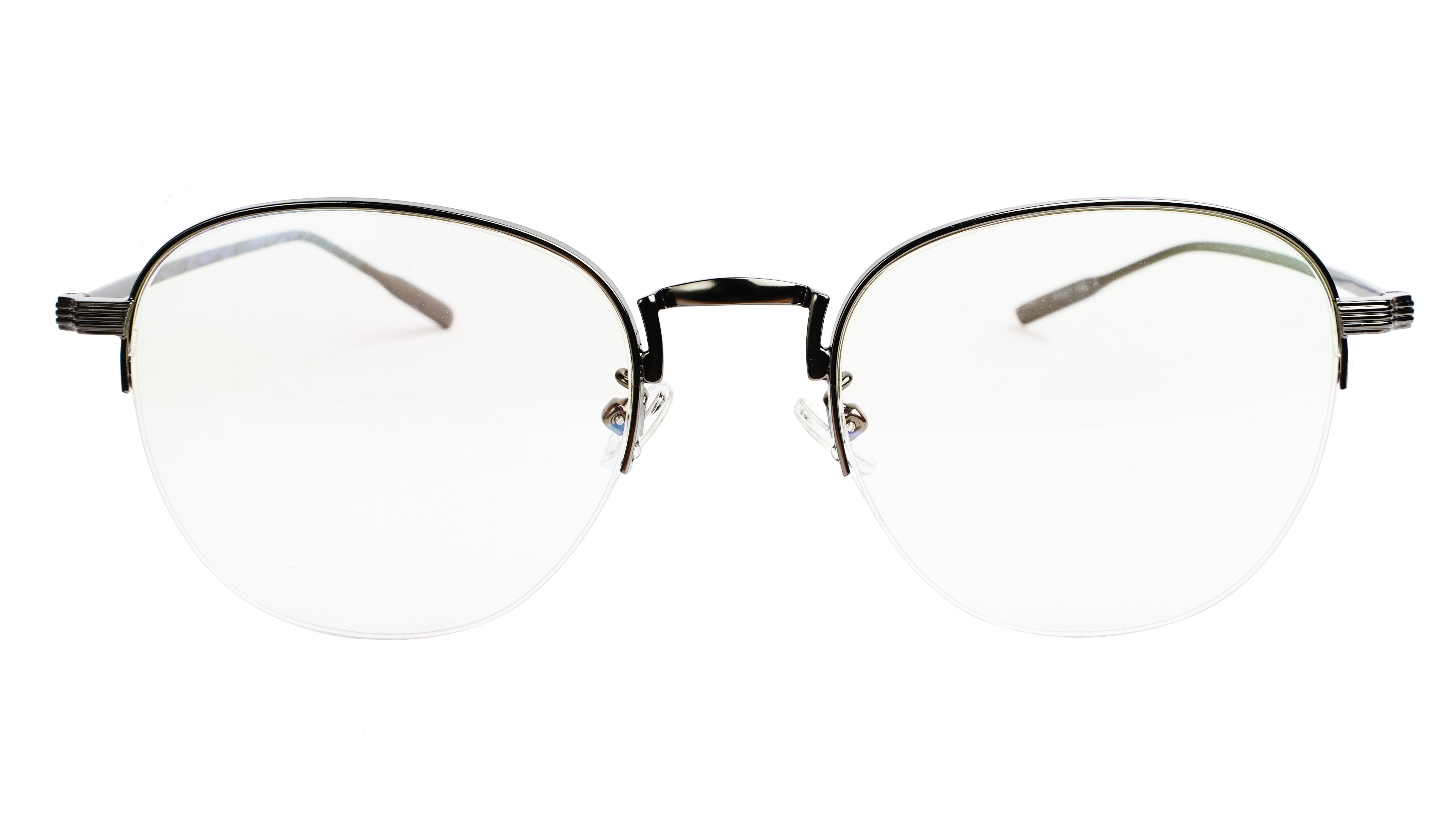 Unisex Half Rim Medium Round Spectacle Frame. Grey Frame