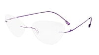 Soigné Female Medium Rimless Cat Eye Spectacle Frame. Purple with Lather Pouch Soigné Female Medium Rimless Cat Eye Spectacle Frame. Purple with Lather Pouch